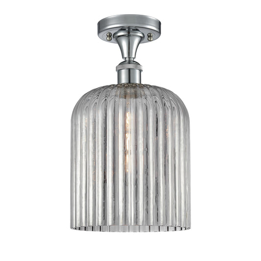 Innovations Bridal Veil 5in 1-Light Semi-Flush | Art Nouveau Polished Chrome and Light Smoke Glass | Damp-Rated Hallway | Model 516-1C-PC-G559-8SM
