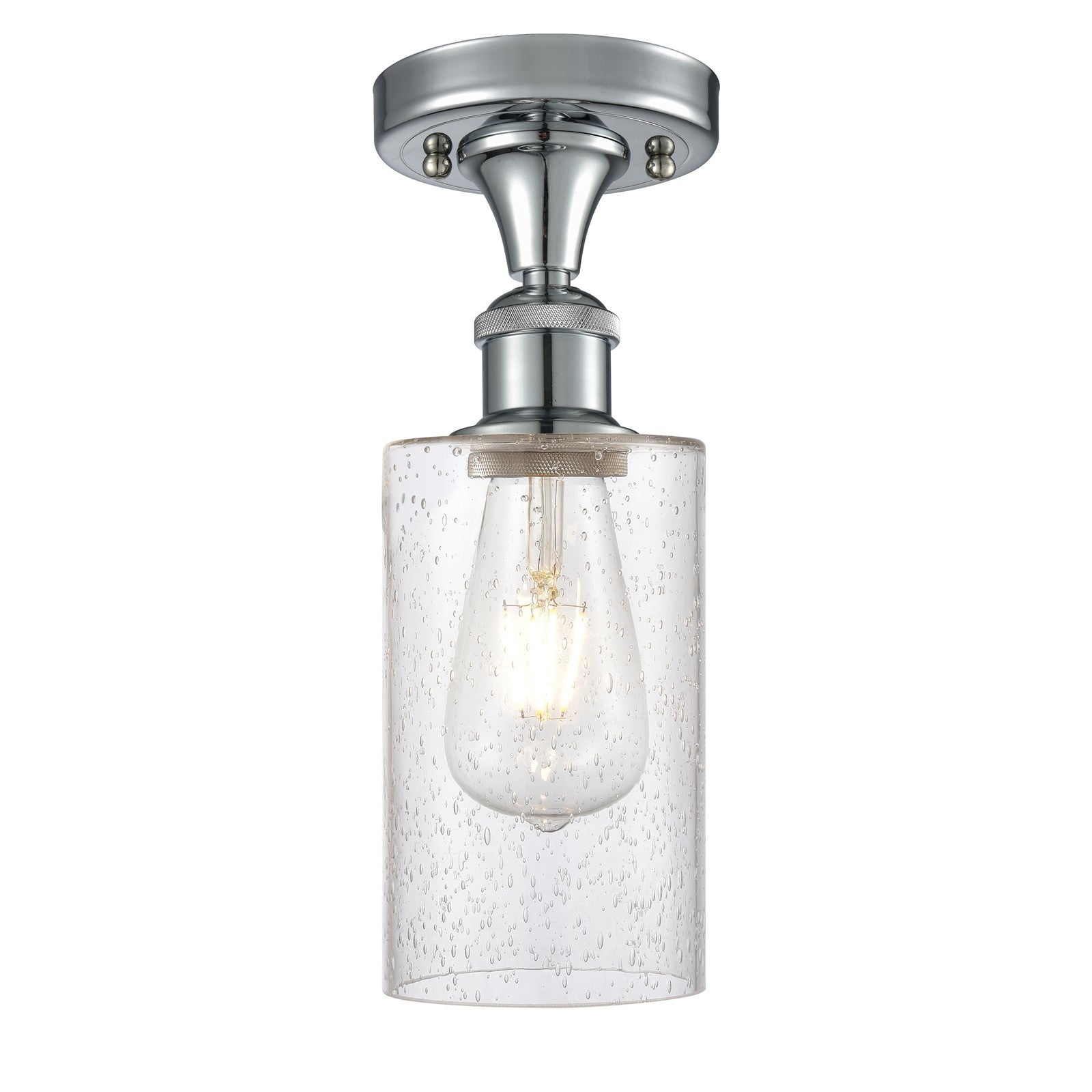 Innovations Clymer 4in 1-Light Semi-Flush | Transitional Polished Chrome and Seedy Glass | Kitchen & Hallway | Model 516-1C-PC-G804