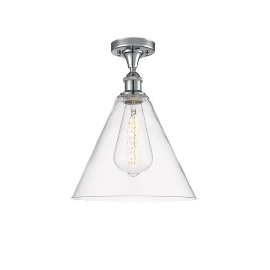 Innovations Berkshire 12in 1-Light Semi-Flush | Industrial Polished Chrome and Clear Glass | Hallway & Entryway | Model 516-1C-PC-GBC-122