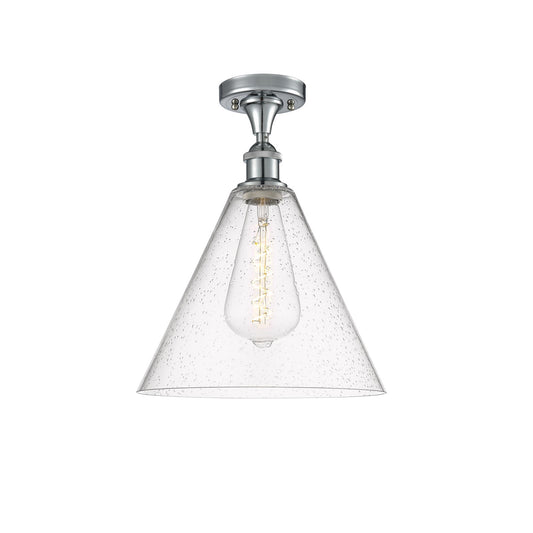 Innovations Berkshire 12in 1-Light Semi-Flush | Industrial Polished Chrome and Seedy Glass | Hallway & Entryway | Model 516-1C-PC-GBC-124