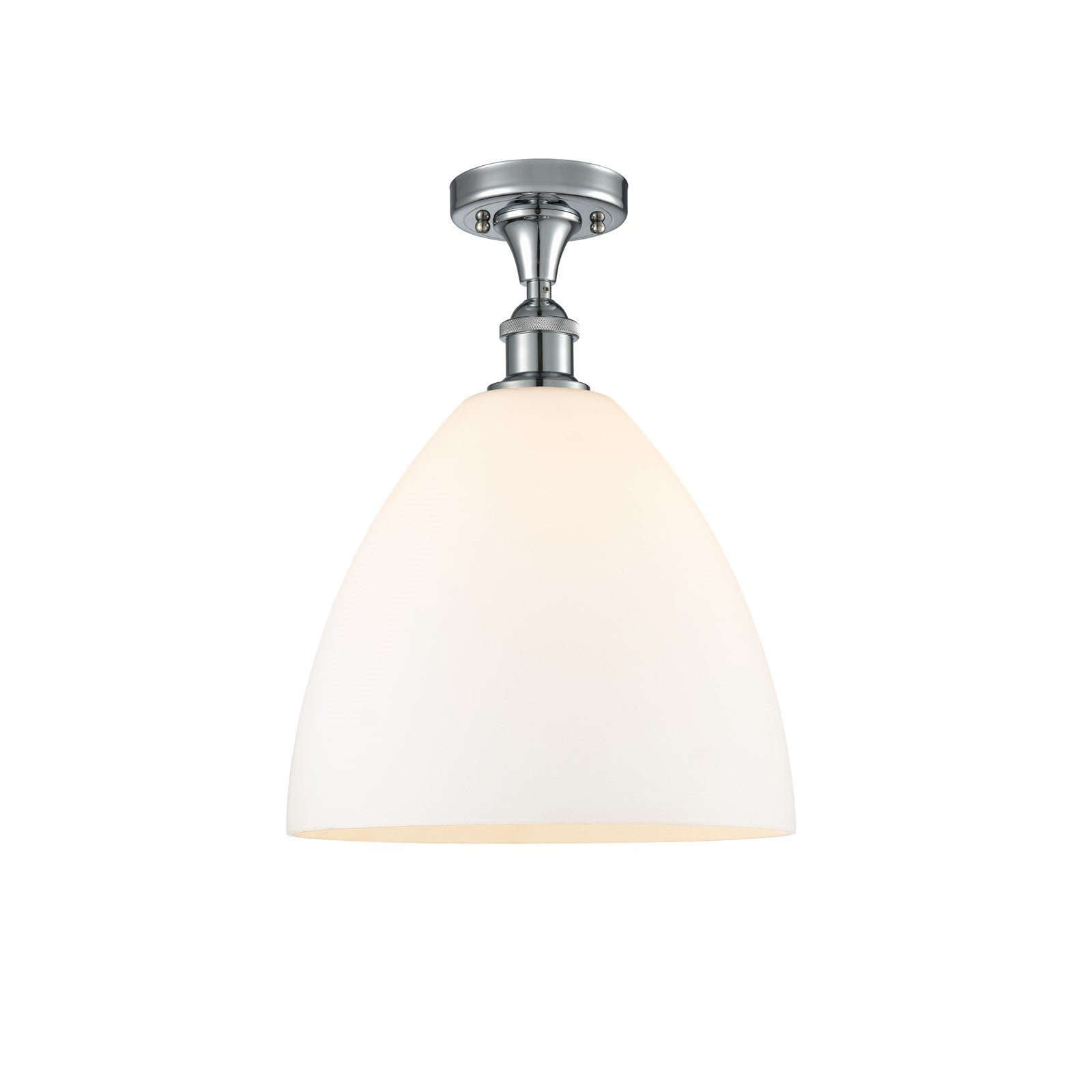 Innovations Bristol 12in 1-Light Semi-Flush | Industrial Polished Chrome and Matte White Glass | Kitchen & Hallway | Model 516-1C-PC-GBD-121-LED