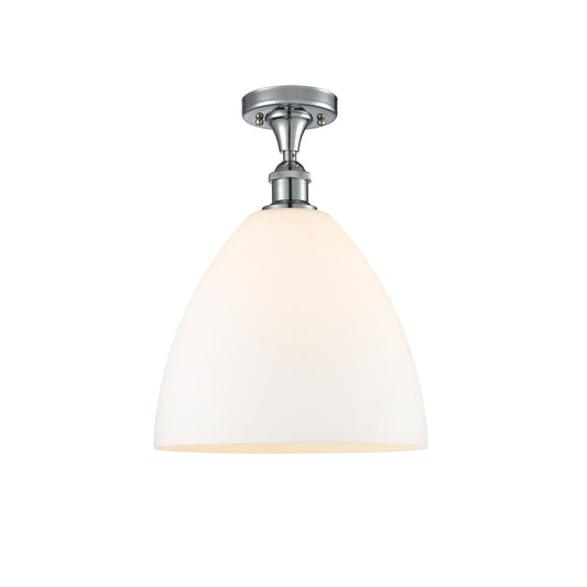 Innovations Bristol 12in 1-Light Semi-Flush | Industrial Polished Chrome and Matte White Glass | Kitchen & Hallway | Model 516-1C-PC-GBD-121-LED