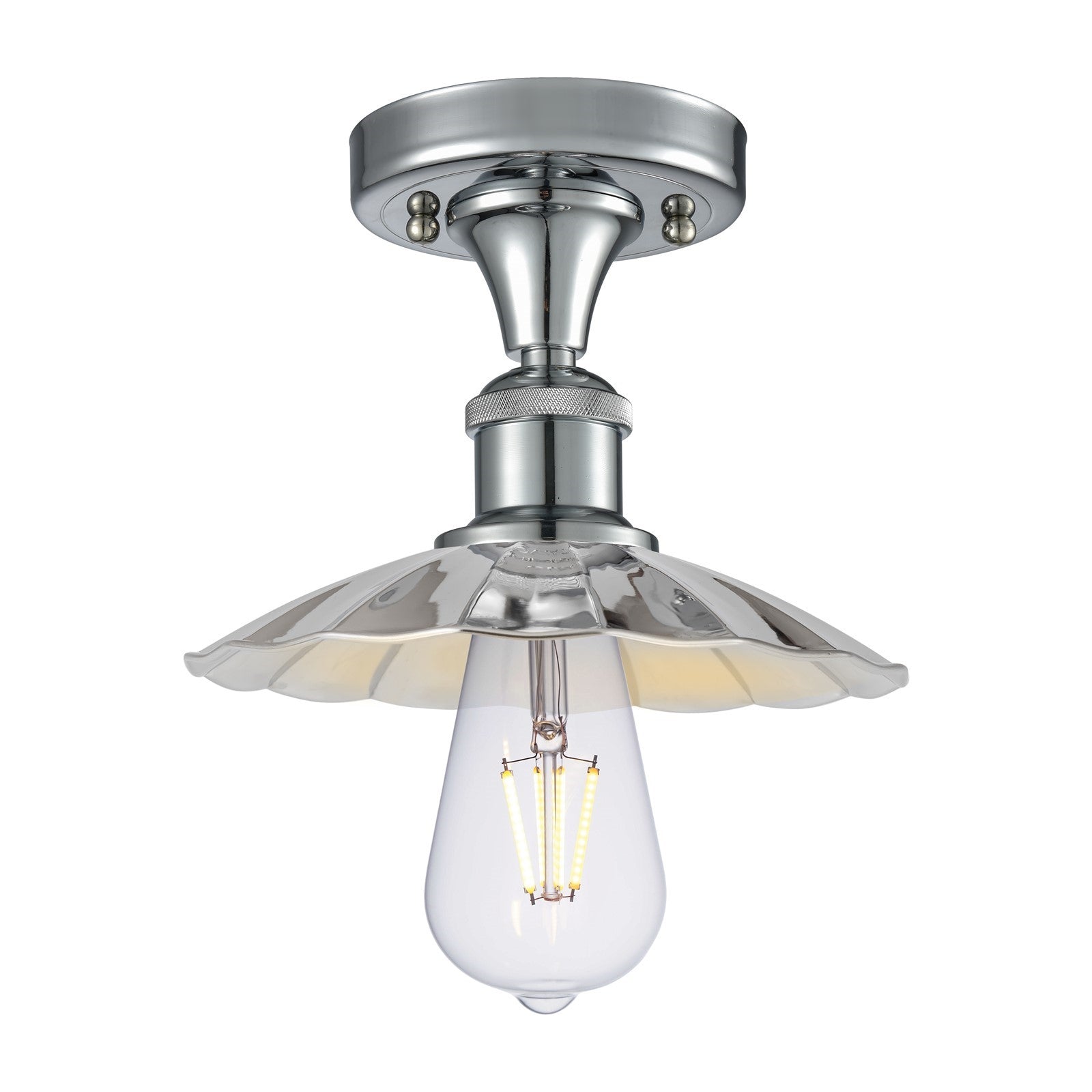 Innovations Scallop 8in 1-Light Semi-Flush | Industrial Polished Chrome Metal Shade | Kitchen & Hallway | 7.5 x 7.5 x 5.5 in | Model 516-1C-PC-M17-PC