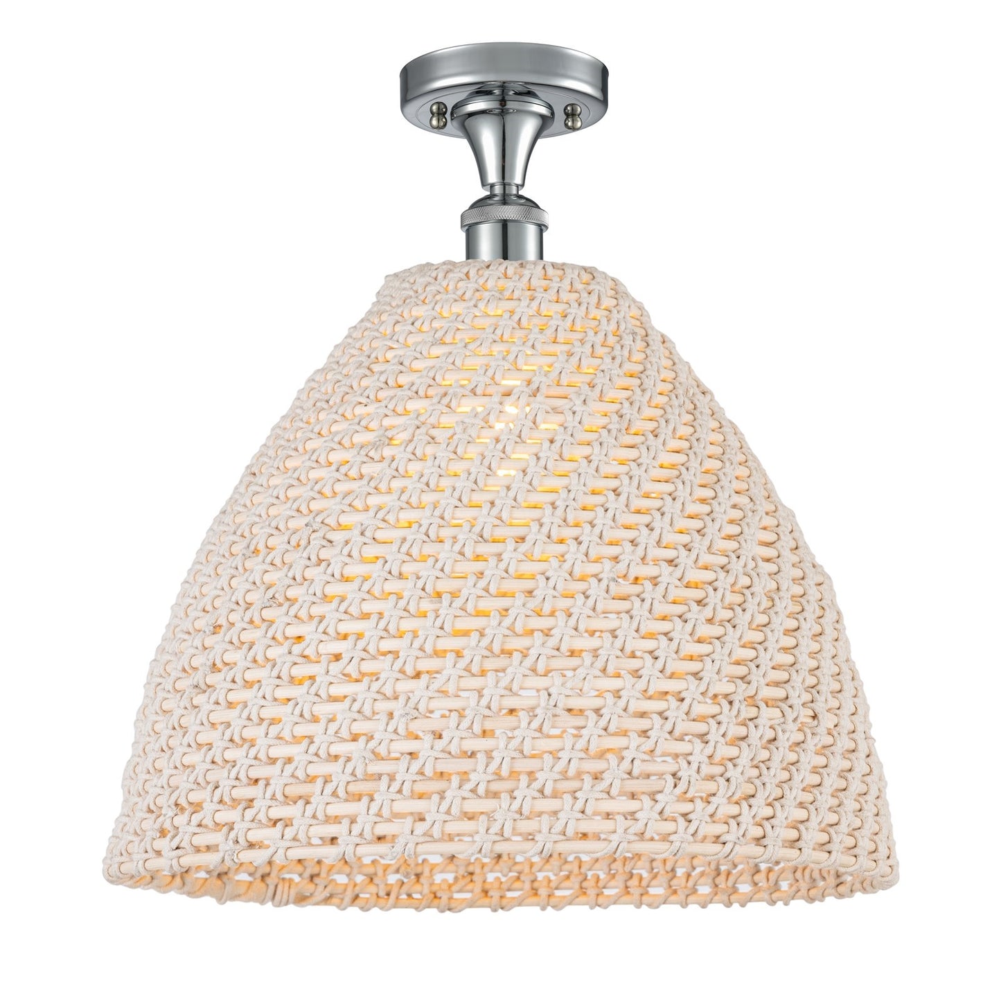 Innovations Bristol Natural 16in 1-Light Semi-Flush Mount | Farmhouse Polished Chrome and Natural Fiber Shade | Kitchen | Model 516-1C-PC-NBD-16-NAT