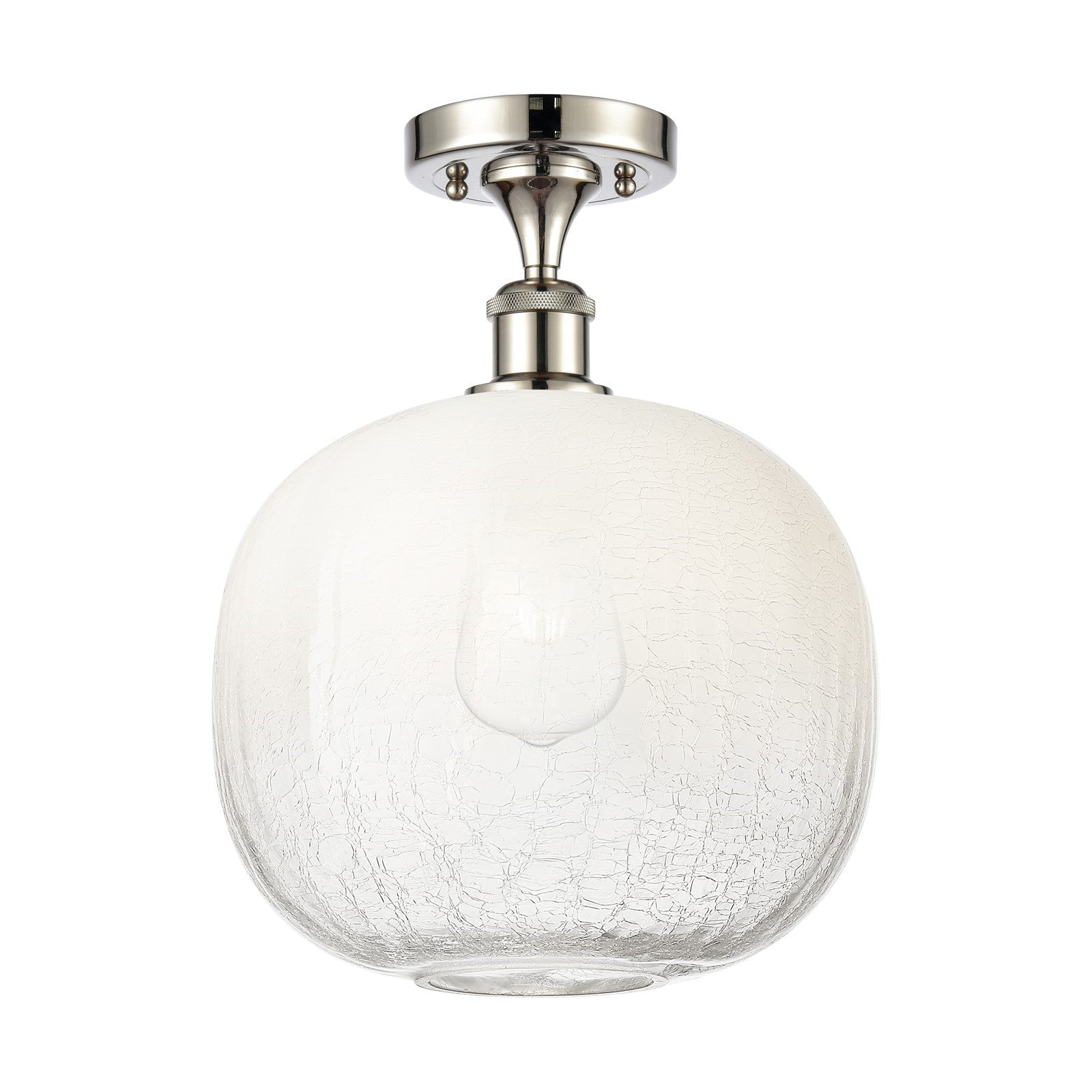 Innovations Brookhaven Sphere 10.5in 1-Light Semi-Flush | Industrial Polished Nickel and Opal Glass | Hallway & Bedroom | Model 516-1C-PN-G481-10OP