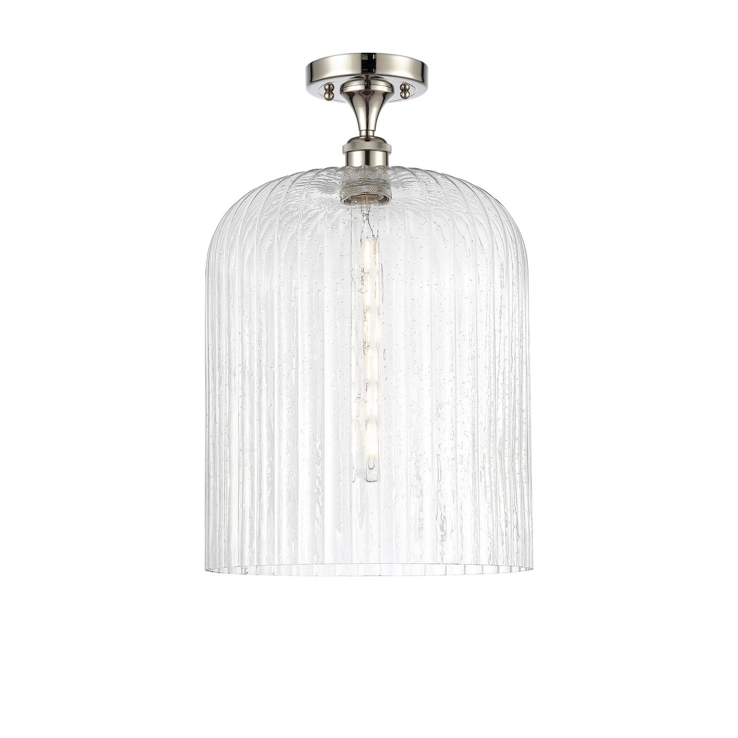 Innovations Bridal Veil 5in 1-Light Semi-Flush | Art Nouveau Polished Nickel and Seedy Glass | Hallway & Bedroom | Model 516-1C-PN-G559-12SDY