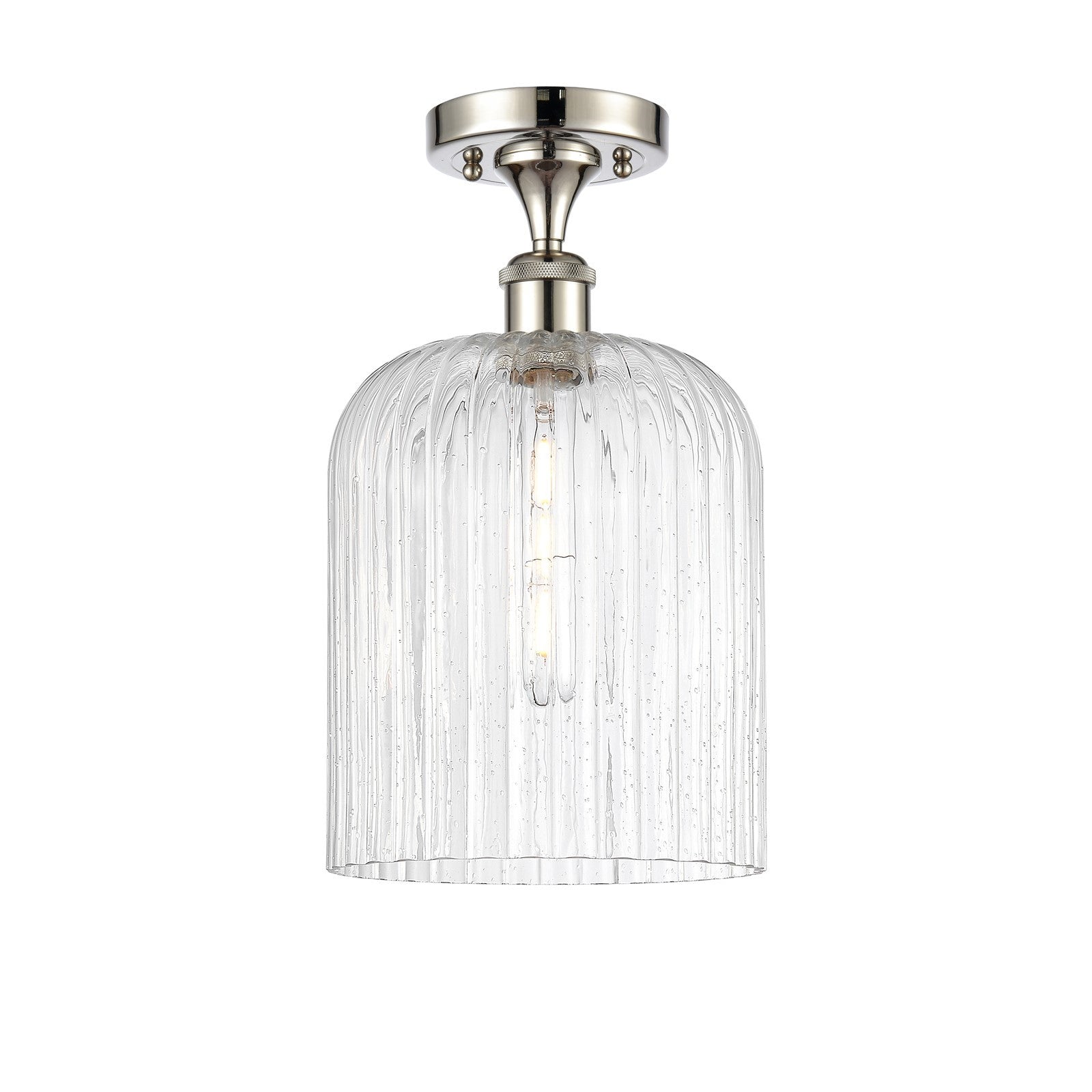 Innovations Bridal Veil 5in 1-Light Semi-Flush | Art Nouveau Polished Nickel and Seedy Ribbed Glass | Bathroom & Hallway | Model 516-1C-PN-G559-8SDY