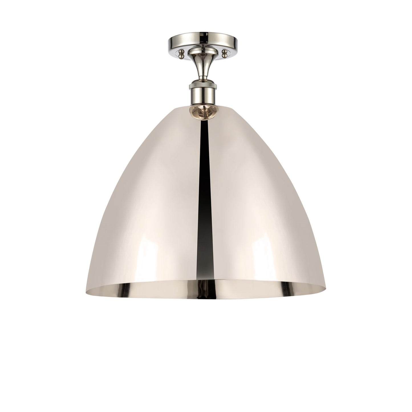 Innovations Bristol 16in 1-Light Semi-Flush Mount | Industrial Farmhouse Polished Nickel and Polished Nickel Metal | Model 516-1C-PN-MBD-16-PN-LED