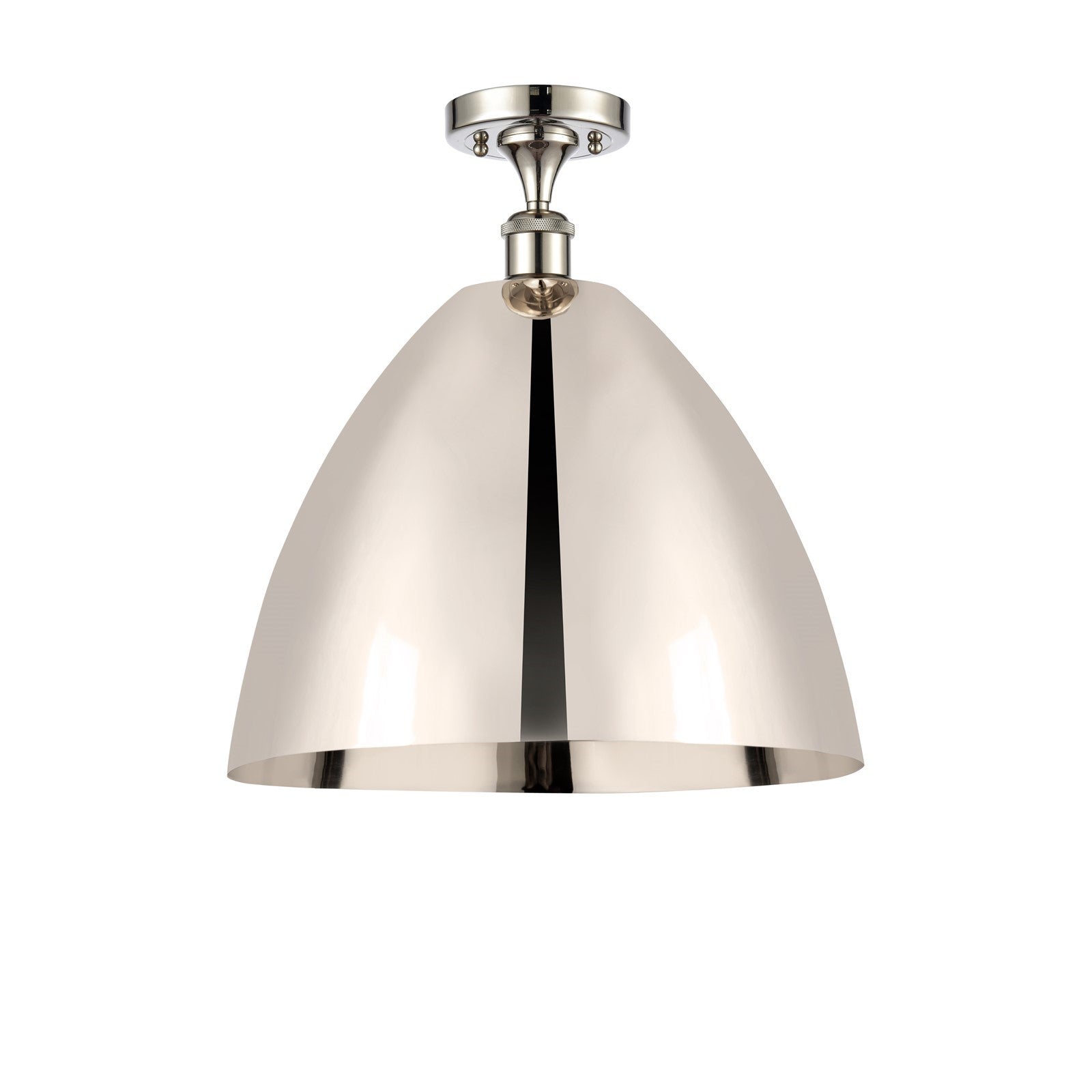 Innovations Bristol 16in 1-Light Semi-Flush Mount | Industrial Farmhouse Polished Nickel and Polished Nickel Metal | Model 516-1C-PN-MBD-16-PN-LED