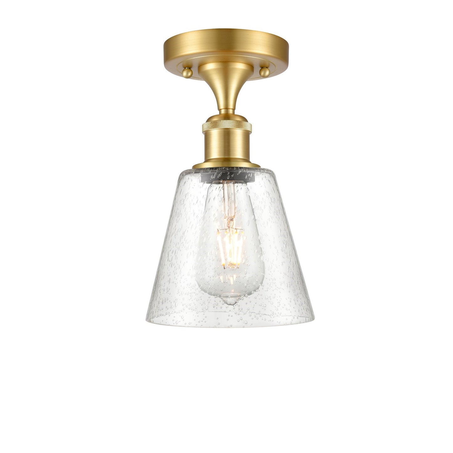 Innovations Caton 6in 1-Light Semi-Flush Mount | Art Nouveau Industrial Satin Gold and Frosted Glass Shade | Kitchen | Model 516-1C-SG-G454
