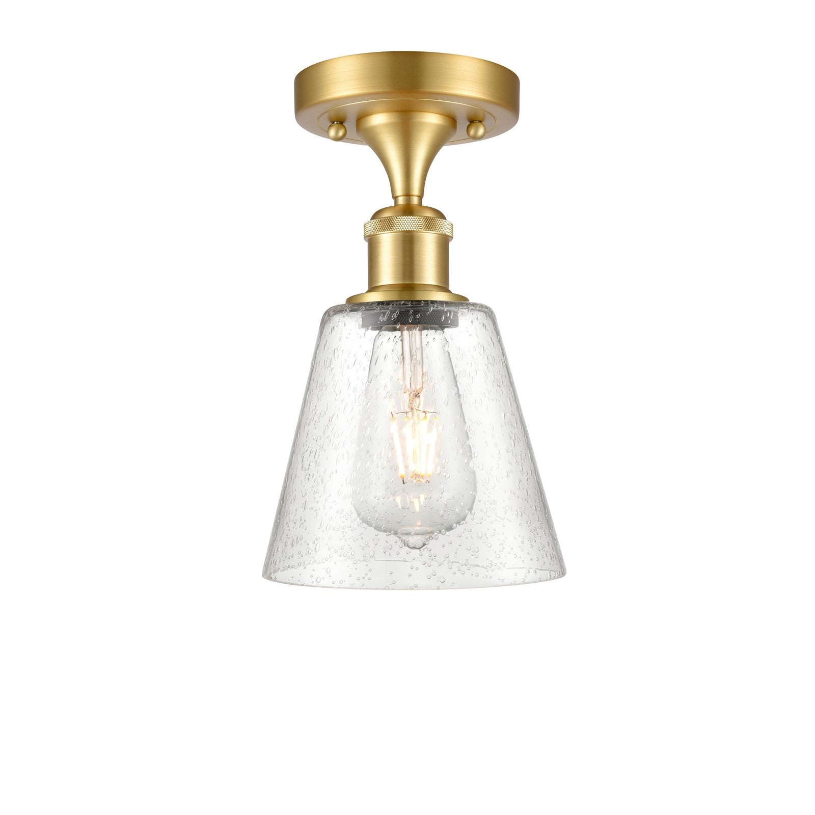 Innovations Caton 6in 1-Light Semi-Flush Mount | Art Nouveau Industrial Satin Gold and Frosted Glass Shade | Kitchen | Model 516-1C-SG-G454