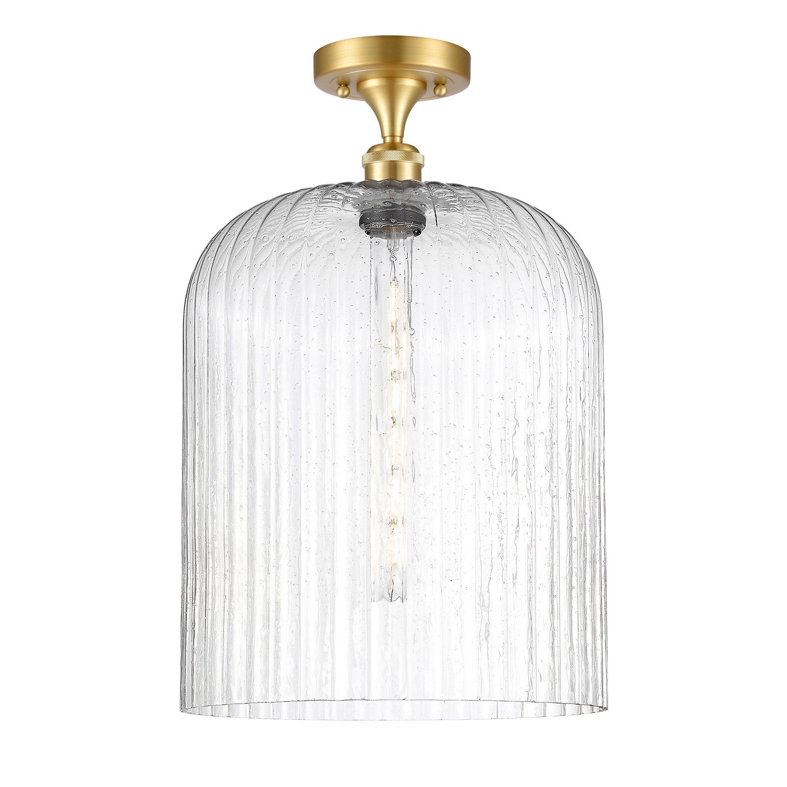 Innovations Bridal Veil 5in 1-Light Semi-Flush | Art Nouveau Satin Gold and Seedy Glass | Dining Room & Foyer | Model 516-1C-SG-G559-12SDY