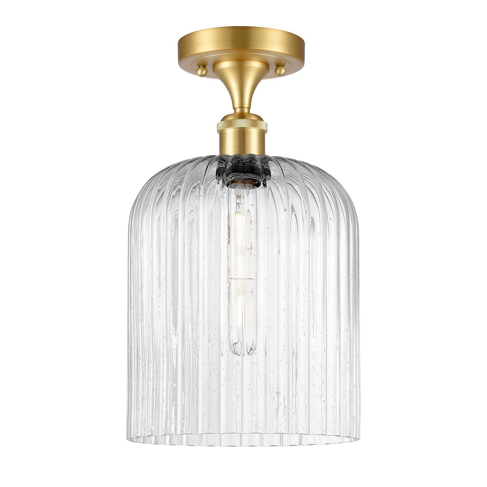 Innovations Bridal Veil 5in 1-Light Semi-Flush | Art Nouveau Satin Gold and Seedy Glass | Dining Room & Foyer | Model 516-1C-SG-G559-8SDY