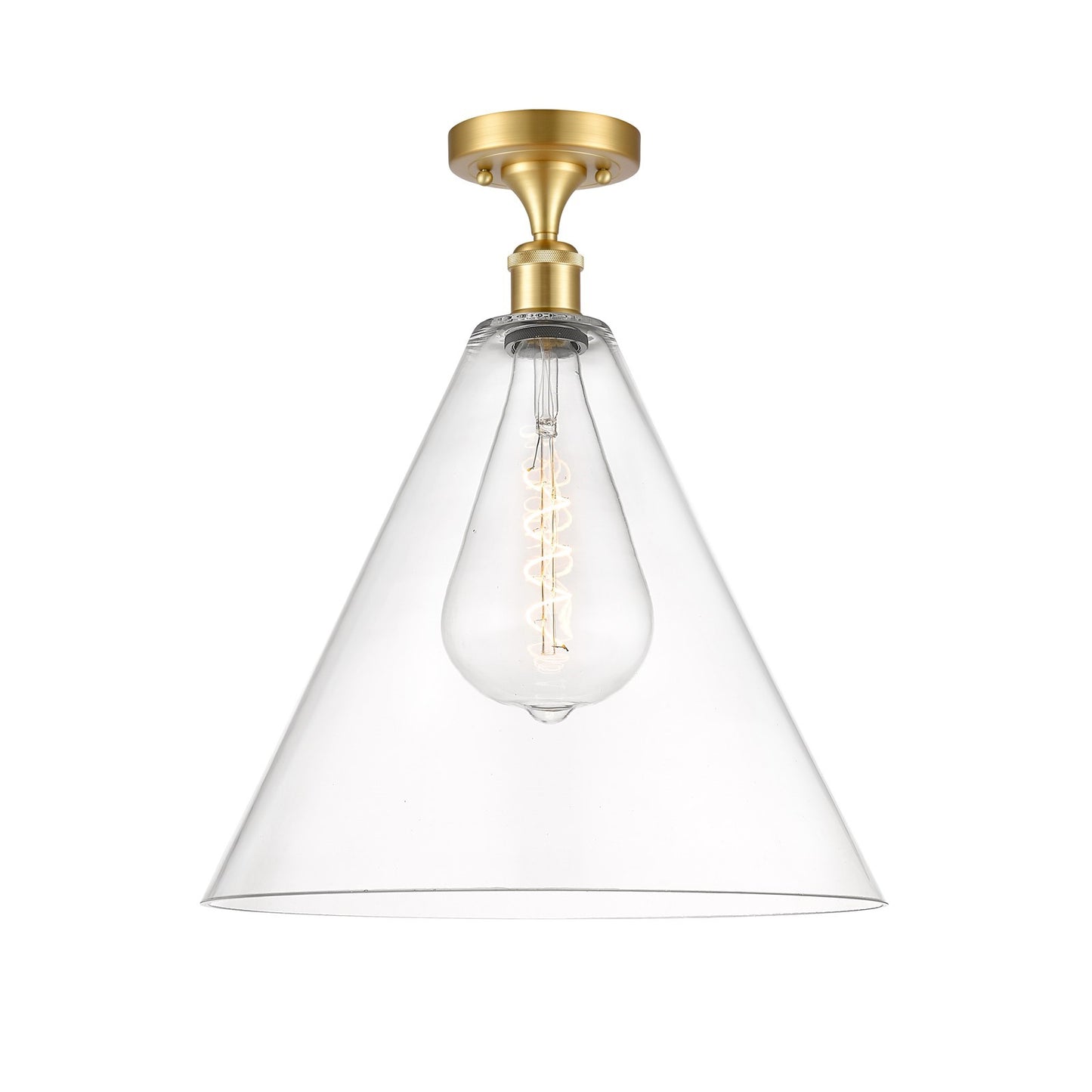 Innovations LED Berkshire Glass 16in 1-Light Semi-Flush | Industrial Satin Gold and Clear Glass | Kitchen & Dining Room | Model 516-1C-SG-GBC-162-LED