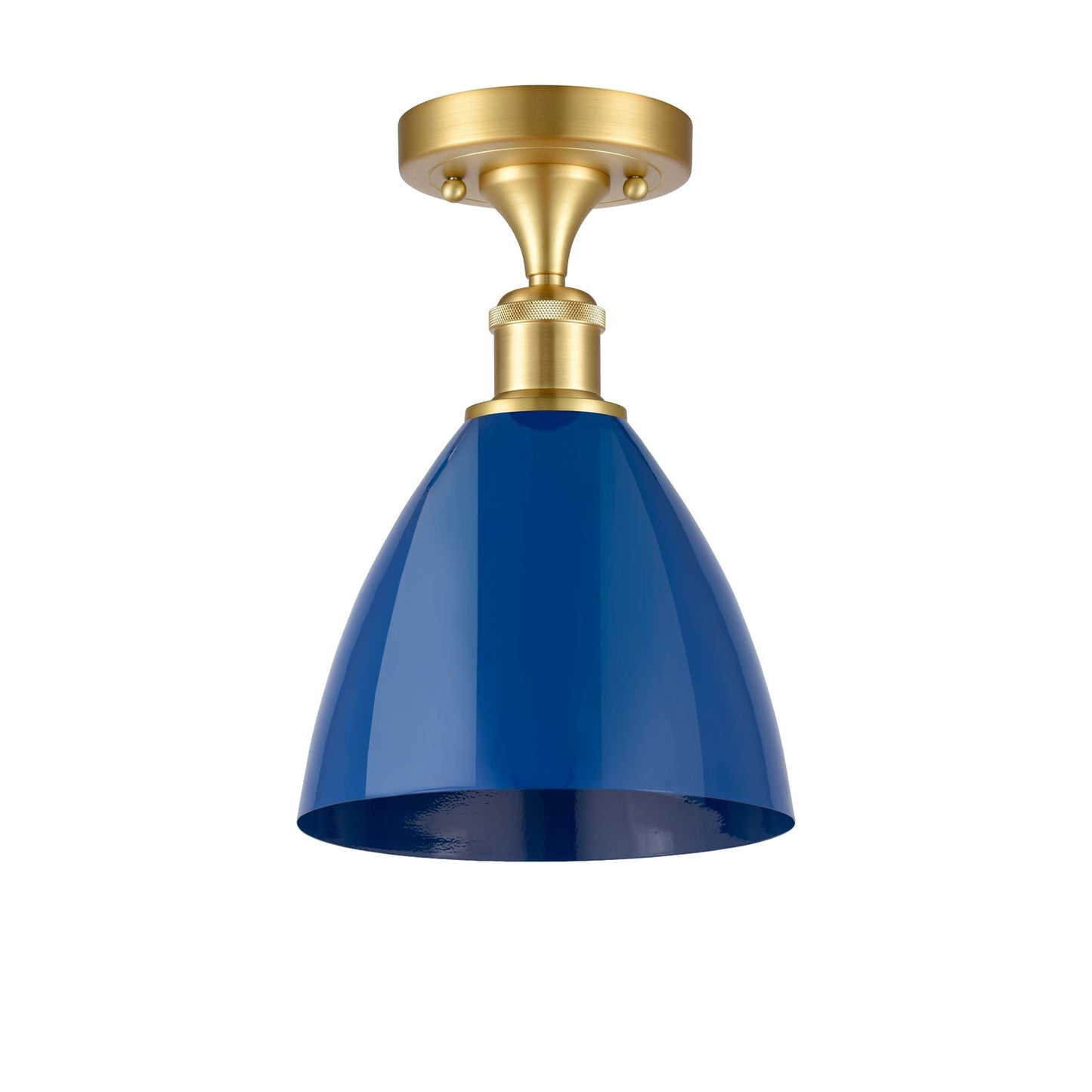 Innovations Plymouth 8in 1-Light Semi-Flush | Industrial Satin Gold and Matte Blue Metal | Kitchen & Entryway | Model 516-1C-SG-MBD-75-BL-LED