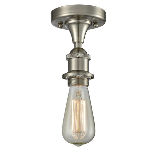 Innovations 1 Light Bare Bulb Semi-Flush Mount in Brushed Satin Nickel
