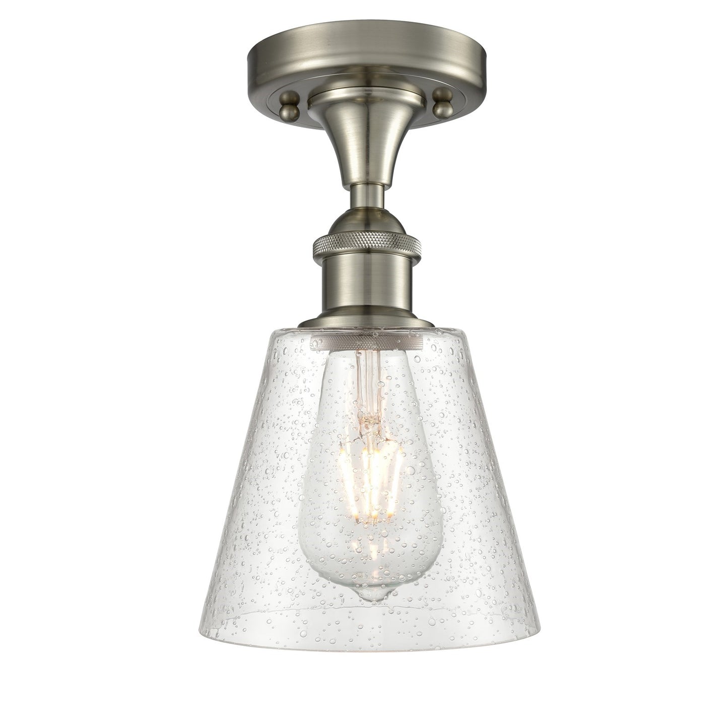 Innovations Caton 6in 1-Light Semi-Flush | Art Nouveau Brushed Satin Nickel and Frosted Glass | Hallway & Bedroom | Model 516-1C-SN-G454