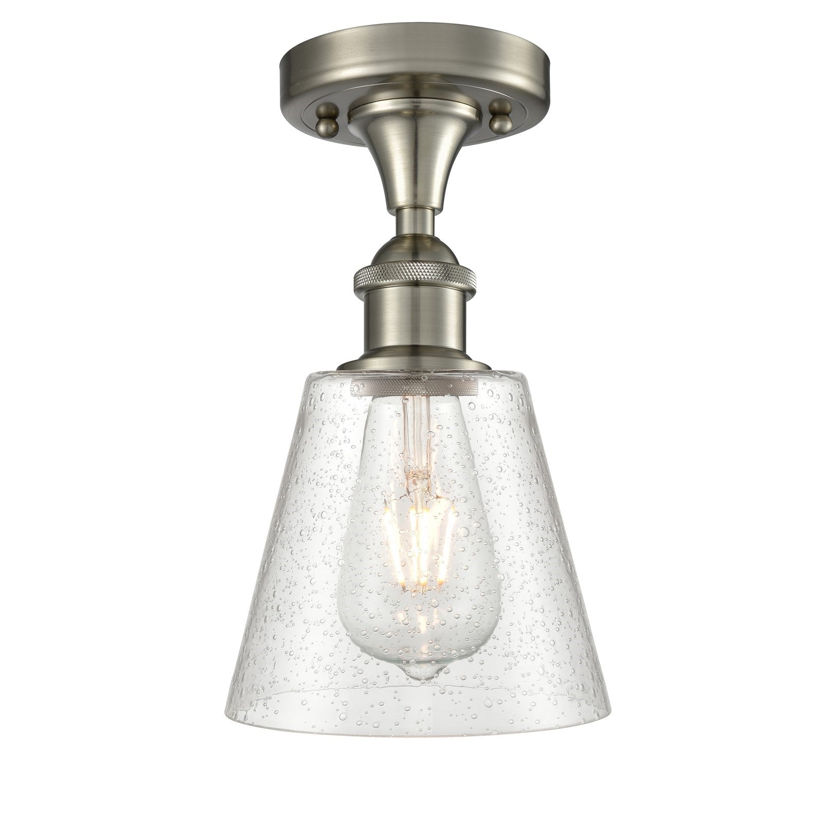 Innovations Caton 6in 1-Light Semi-Flush | Art Nouveau Brushed Satin Nickel and Frosted Glass | Hallway & Bedroom | Model 516-1C-SN-G454