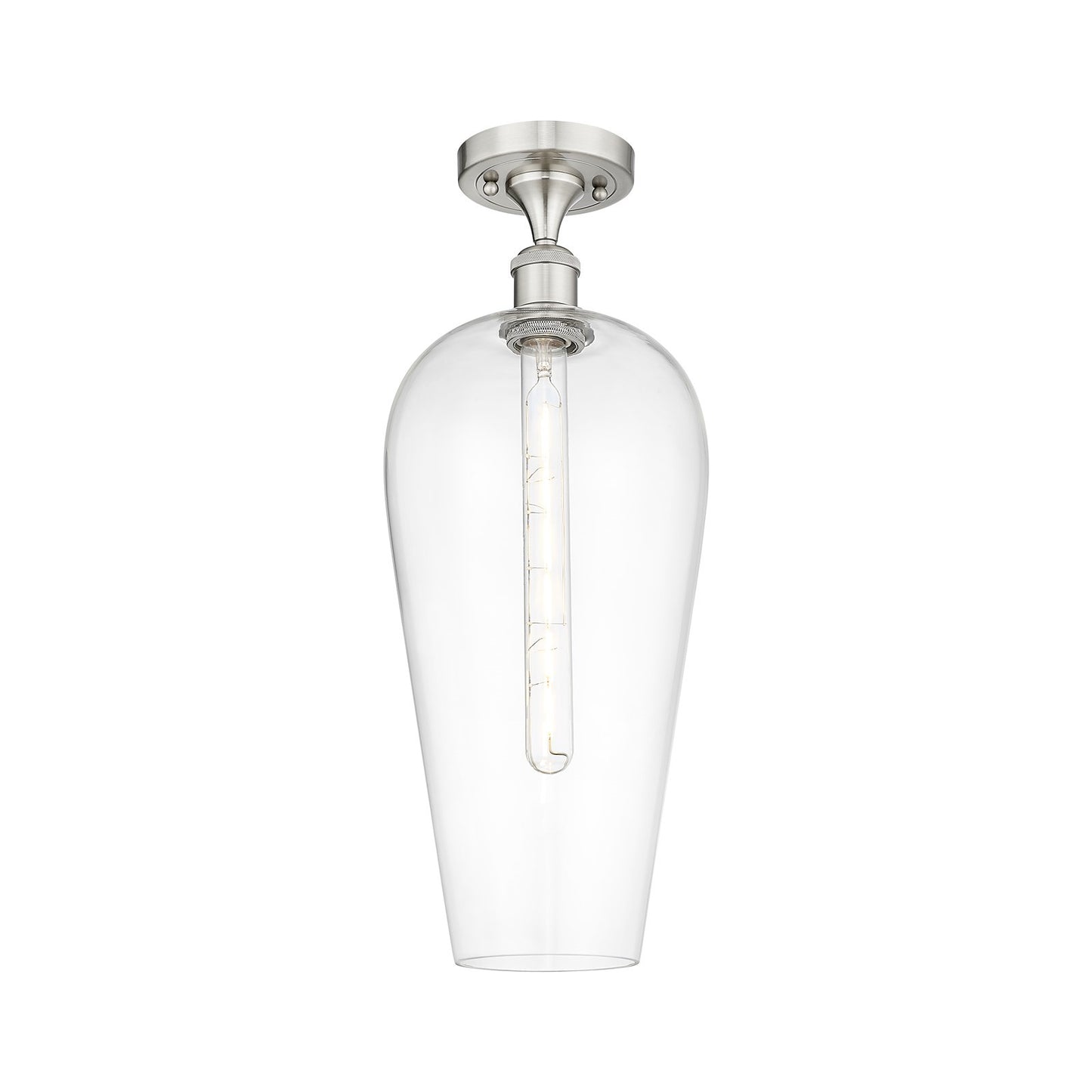 Innovations Chelsea 8in 1-Light Semi-Flush | Industrial Brushed Satin Nickel and Clear Glass | Kitchen & Dining Room | Model 516-1C-SN-G456-8CL