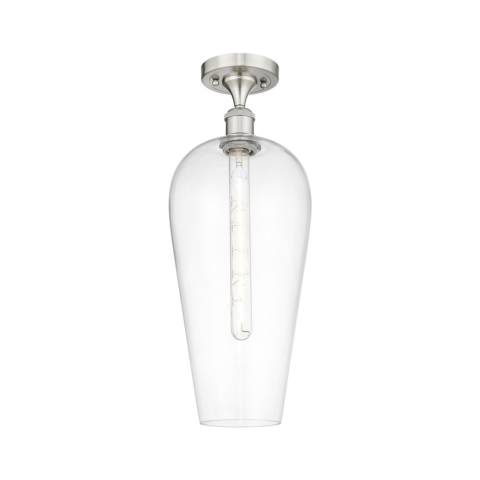 Innovations Chelsea 8in 1-Light Semi-Flush | Industrial Brushed Satin Nickel and Clear Glass | Kitchen & Dining Room | Model 516-1C-SN-G456-8CL