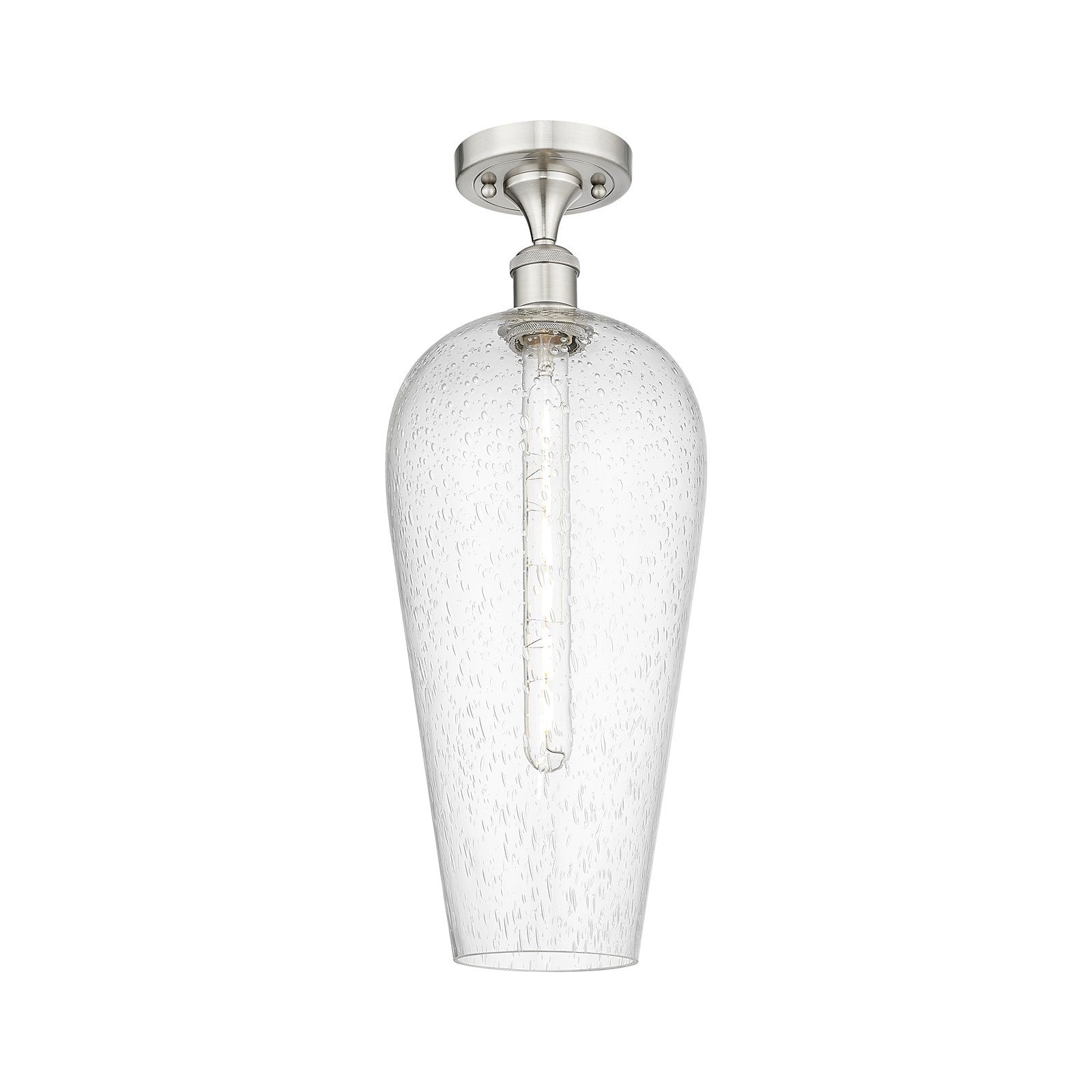 Innovations Chelsea 8in 1-Light Semi-Flush | Industrial Brushed Satin Nickel and Seedy Glass | Kitchen & Dining Room | Model 516-1C-SN-G456-8SDY