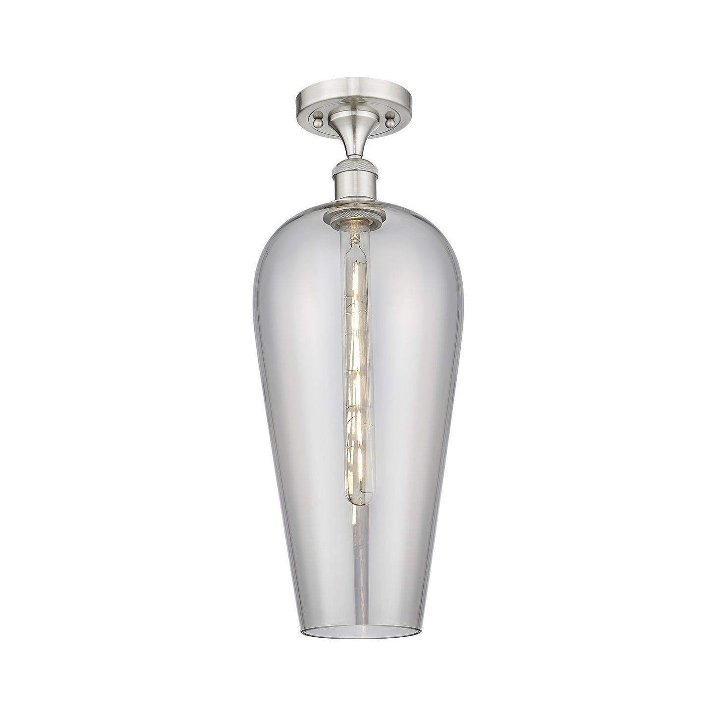 Innovations Chelsea 8in 1-Light Semi-Flush | Industrial Brushed Satin Nickel and Light Smoke Glass | Kitchen & Hallway | Model 516-1C-SN-G456-8SM