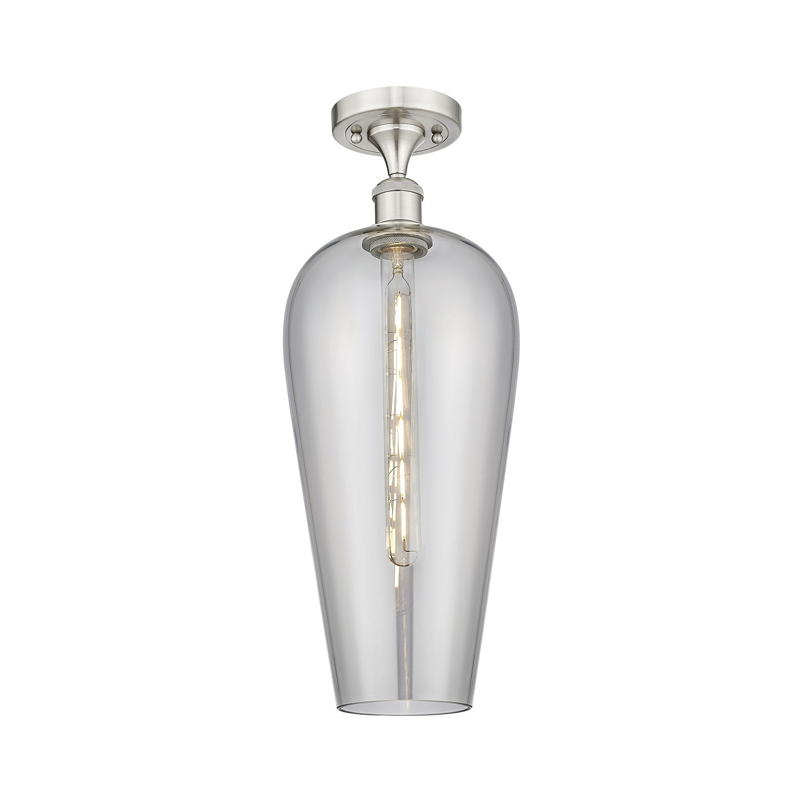 Innovations Chelsea 8in 1-Light Semi-Flush | Industrial Brushed Satin Nickel and Light Smoke Glass | Kitchen & Hallway | Model 516-1C-SN-G456-8SM
