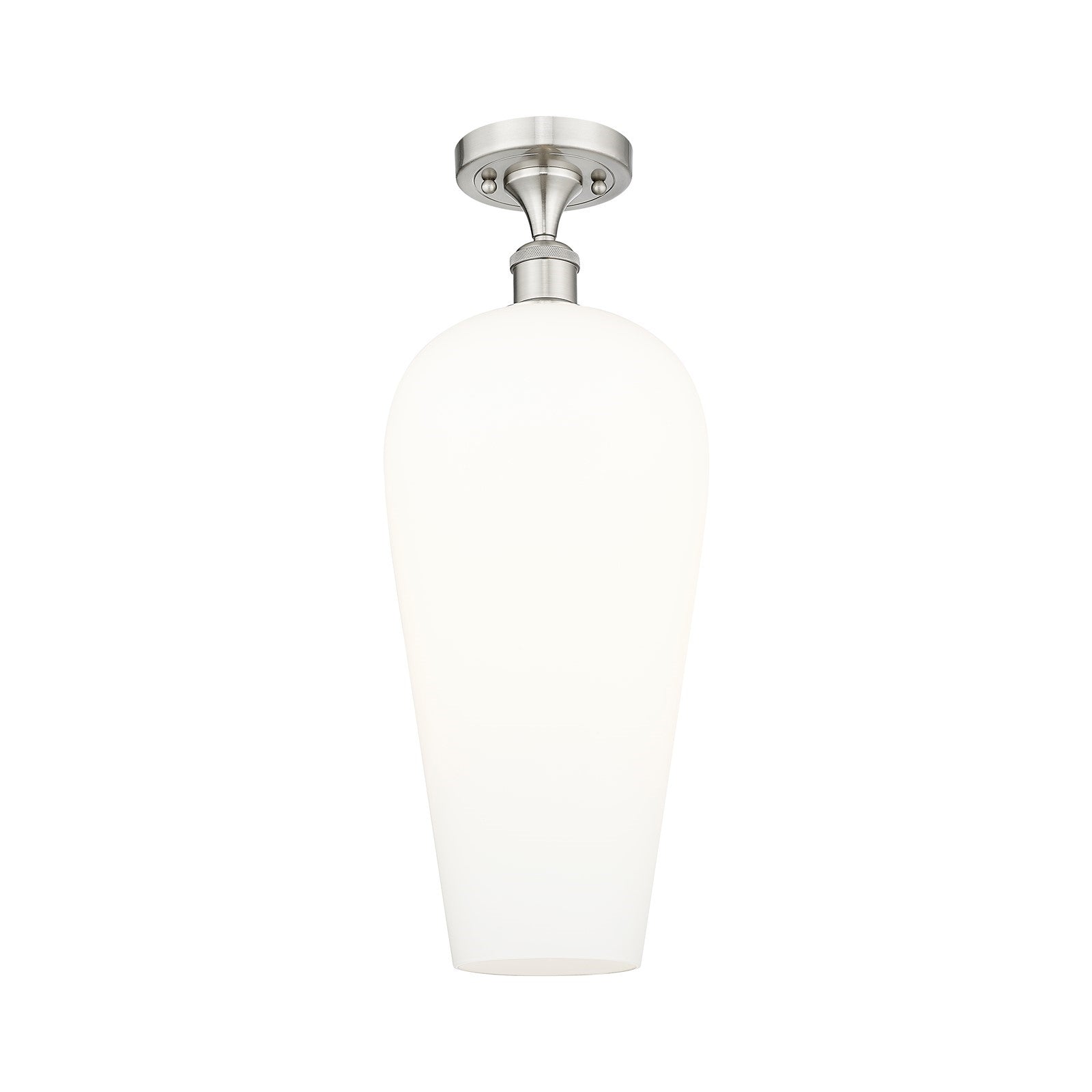 Innovations Chelsea 8in 1-Light Semi-Flush | Industrial Brushed Satin Nickel and White Glass | Kitchen & Hallway | Model 516-1C-SN-G456-8WH