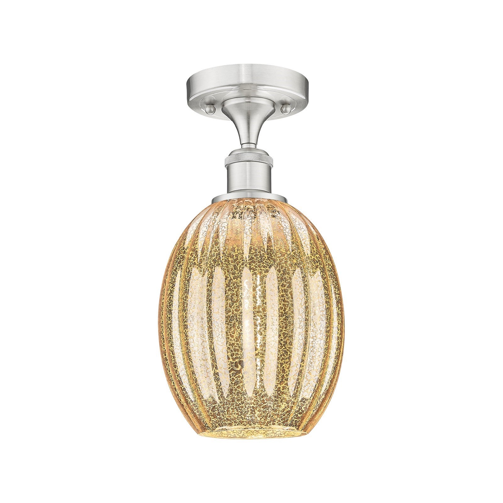 Innovations Preston Bulb 6in 1-Light Semi-Flush | Industrial Brushed Satin Nickel and Mercury Glass | Kitchen & Hallway | Model 516-1C-SN-G459-6ME