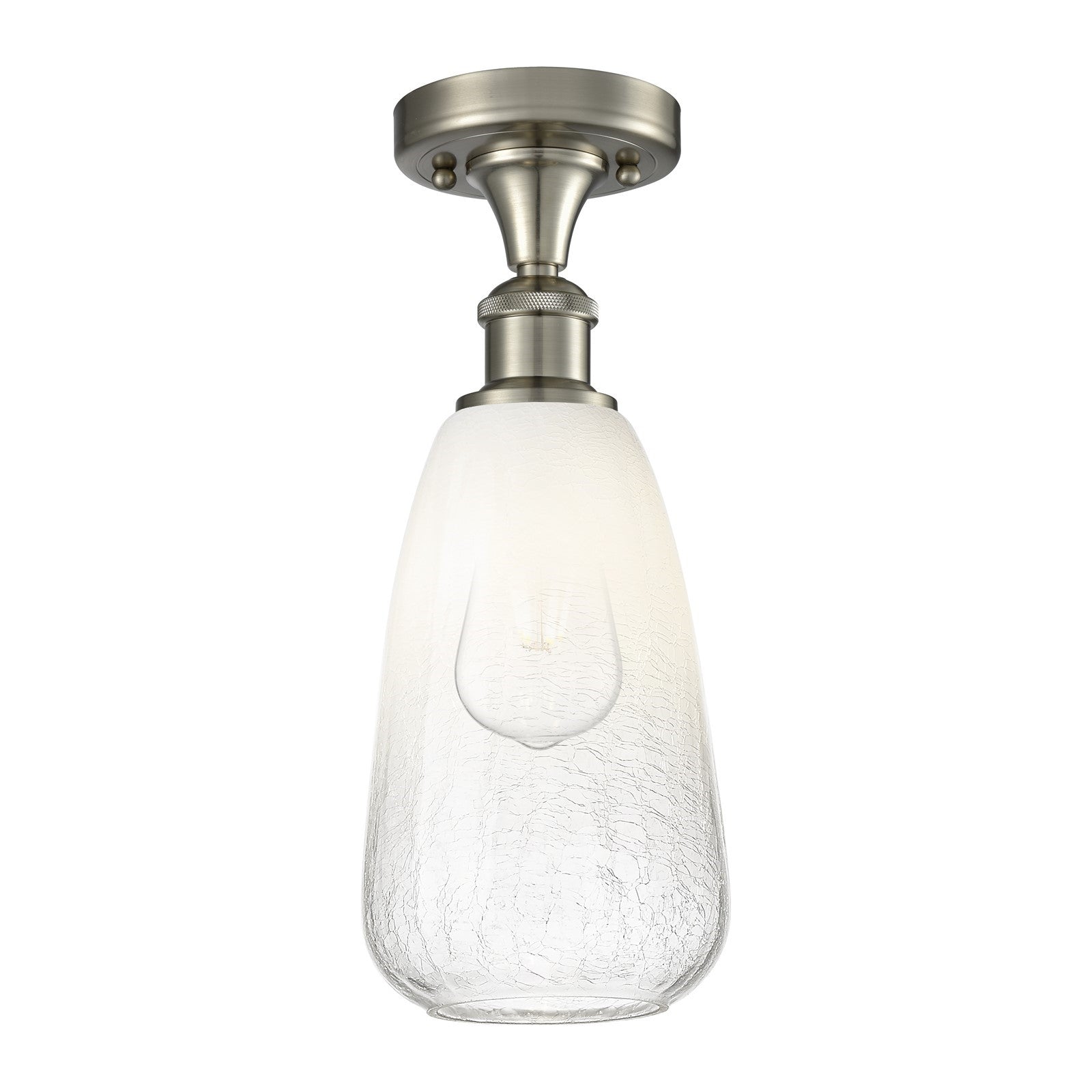 Innovations Brookhaven Almond 6in 1-Light Semi-Flush | Industrial Brushed Satin Nickel and Opal Glass | Hallway & Foyer | Model 516-1C-SN-G480-6OP