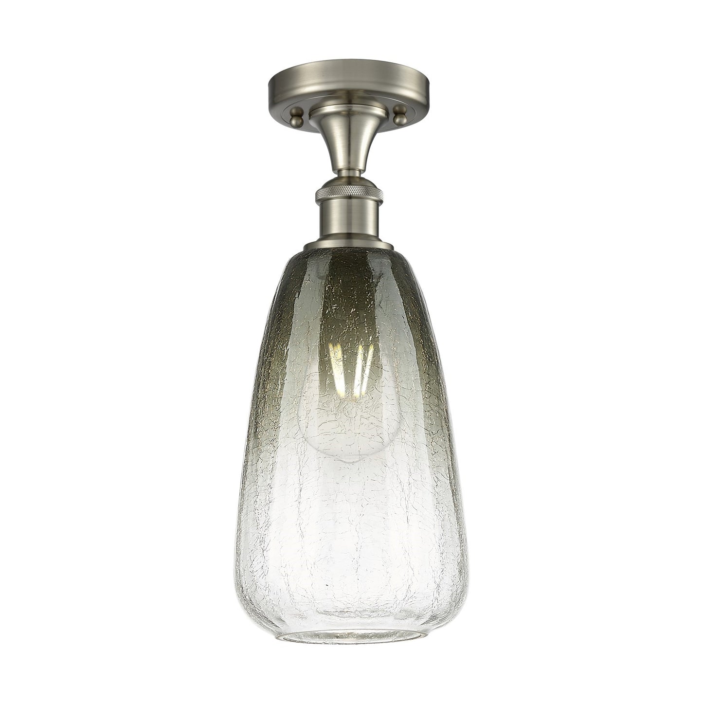 Innovations Brookhaven Almond 6in 1-Light Semi-Flush | Industrial Brushed Satin Nickel and Slate Glass | Hallway | Model 516-1C-SN-G480-6SL