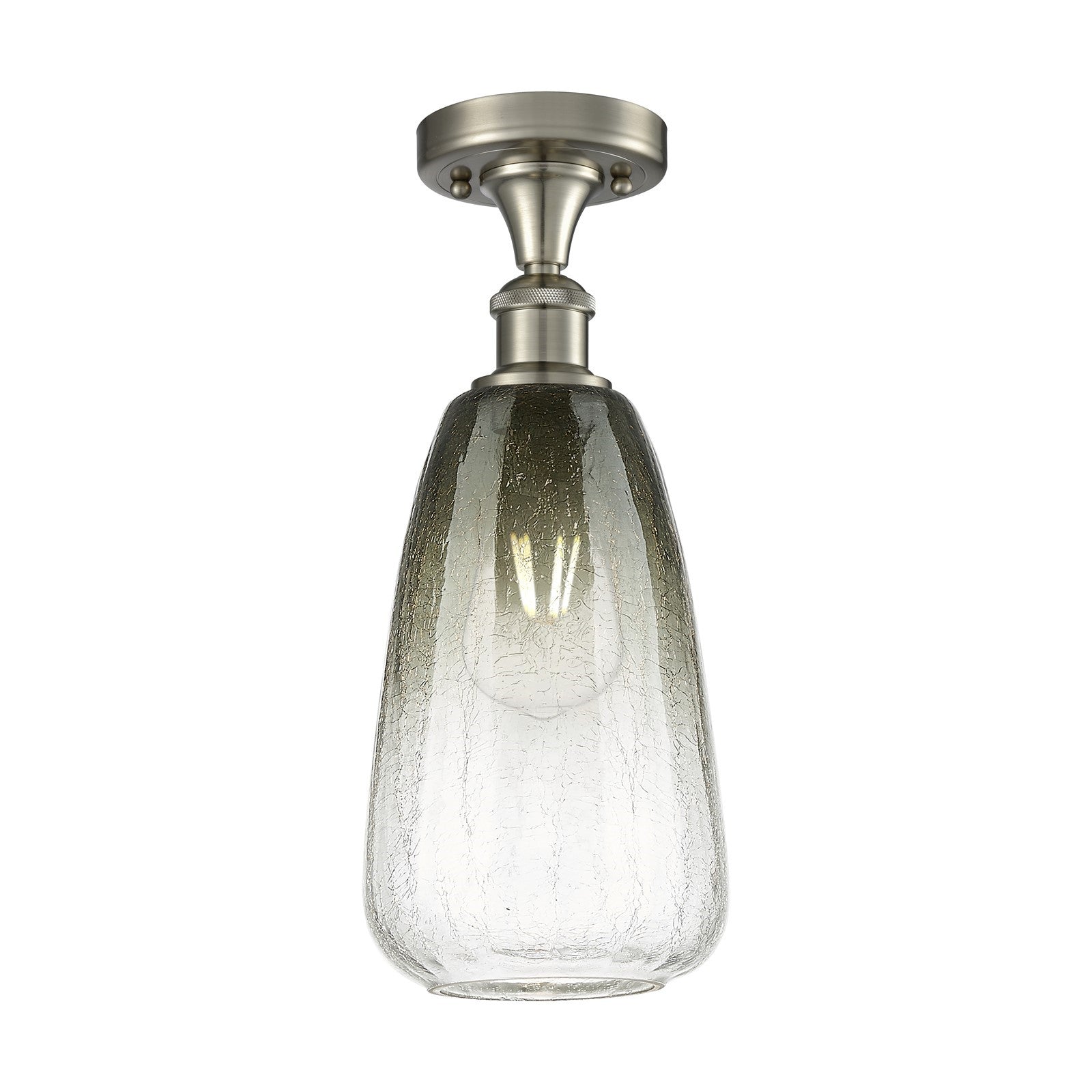 Innovations Brookhaven Almond 6in 1-Light Semi-Flush | Industrial Brushed Satin Nickel and Slate Glass | Hallway | Model 516-1C-SN-G480-6SL