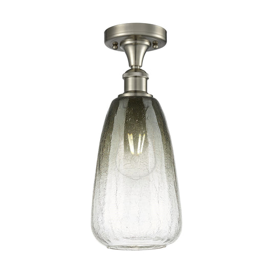 Innovations Brookhaven Almond 6in 1-Light Semi-Flush | Industrial Brushed Satin Nickel and Slate Glass | Hallway | Model 516-1C-SN-G480-6SL