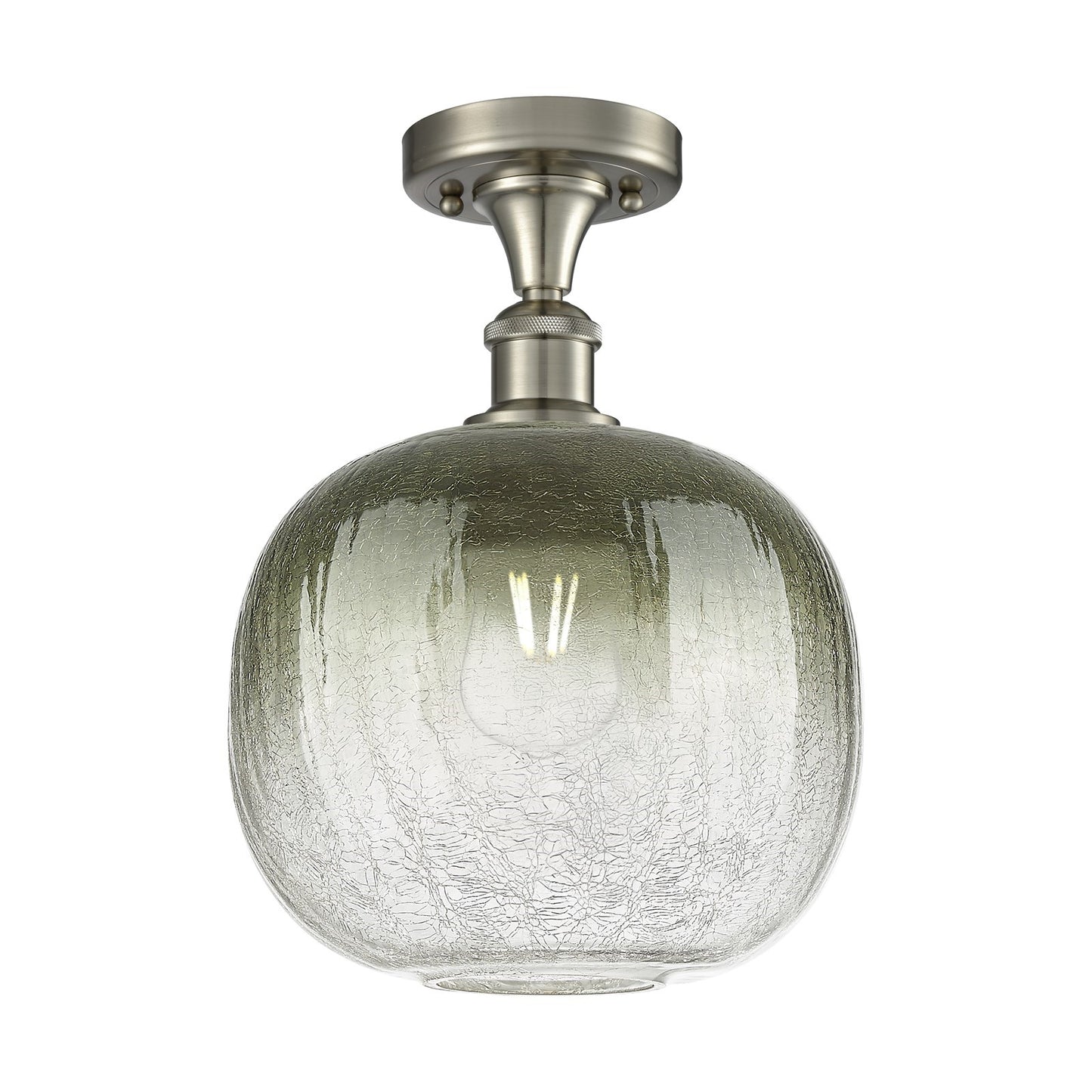 Innovations Brookhaven Sphere 10.5in 1-Light Semi-Flush | Industrial Brushed Satin Nickel and Slate Glass | Hallway | Model 516-1C-SN-G481-10SL