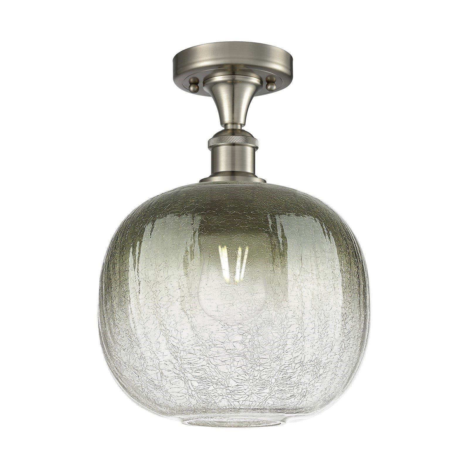 Innovations Brookhaven Sphere 10.5in 1-Light Semi-Flush | Industrial Brushed Satin Nickel and Slate Glass | Hallway | Model 516-1C-SN-G481-10SL