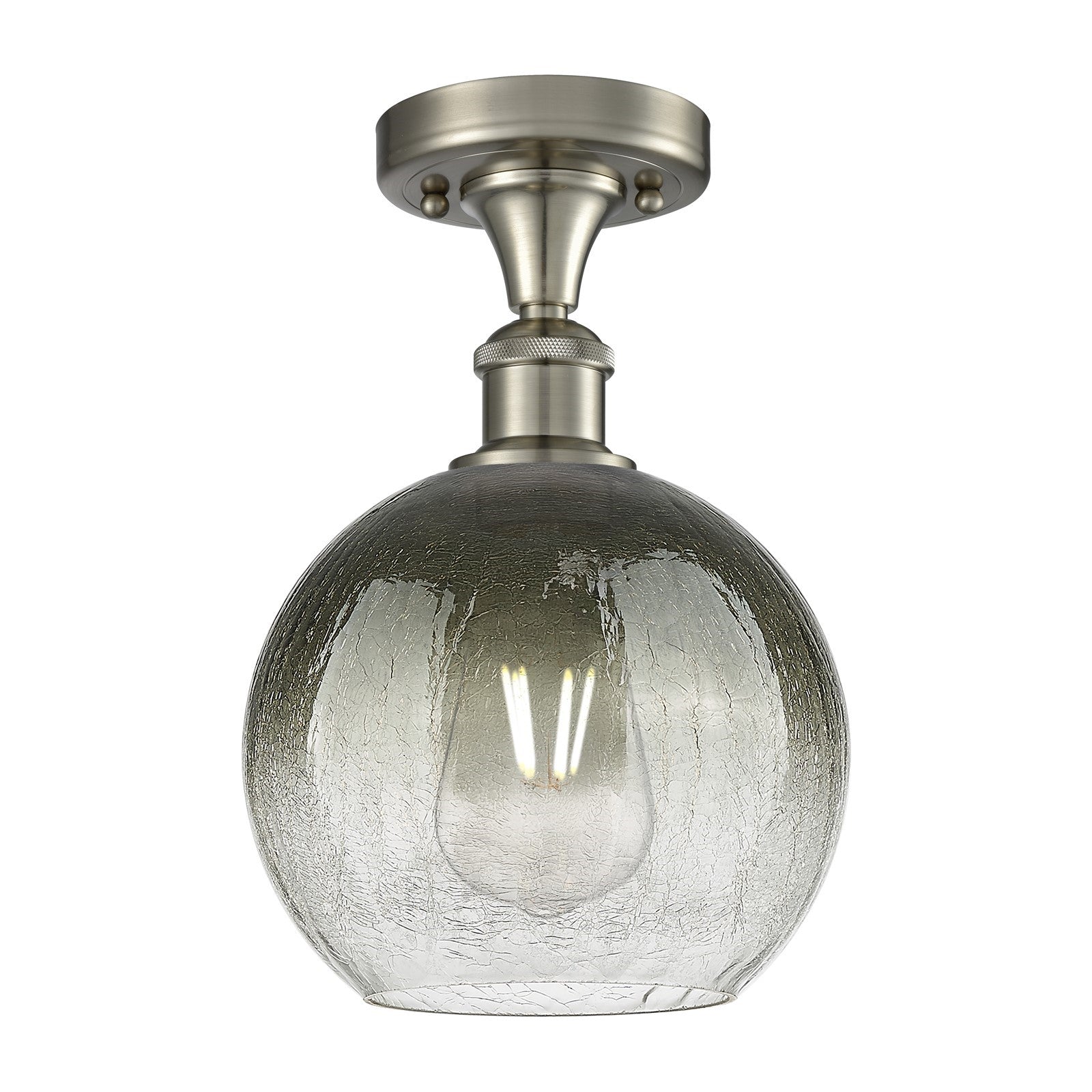 Innovations Brookhaven Globe 8in 1-Light Semi-Flush | Industrial Brushed Satin Nickel and Slate Glass | Hallway & Bedroom | Model 516-1C-SN-G483-8SL