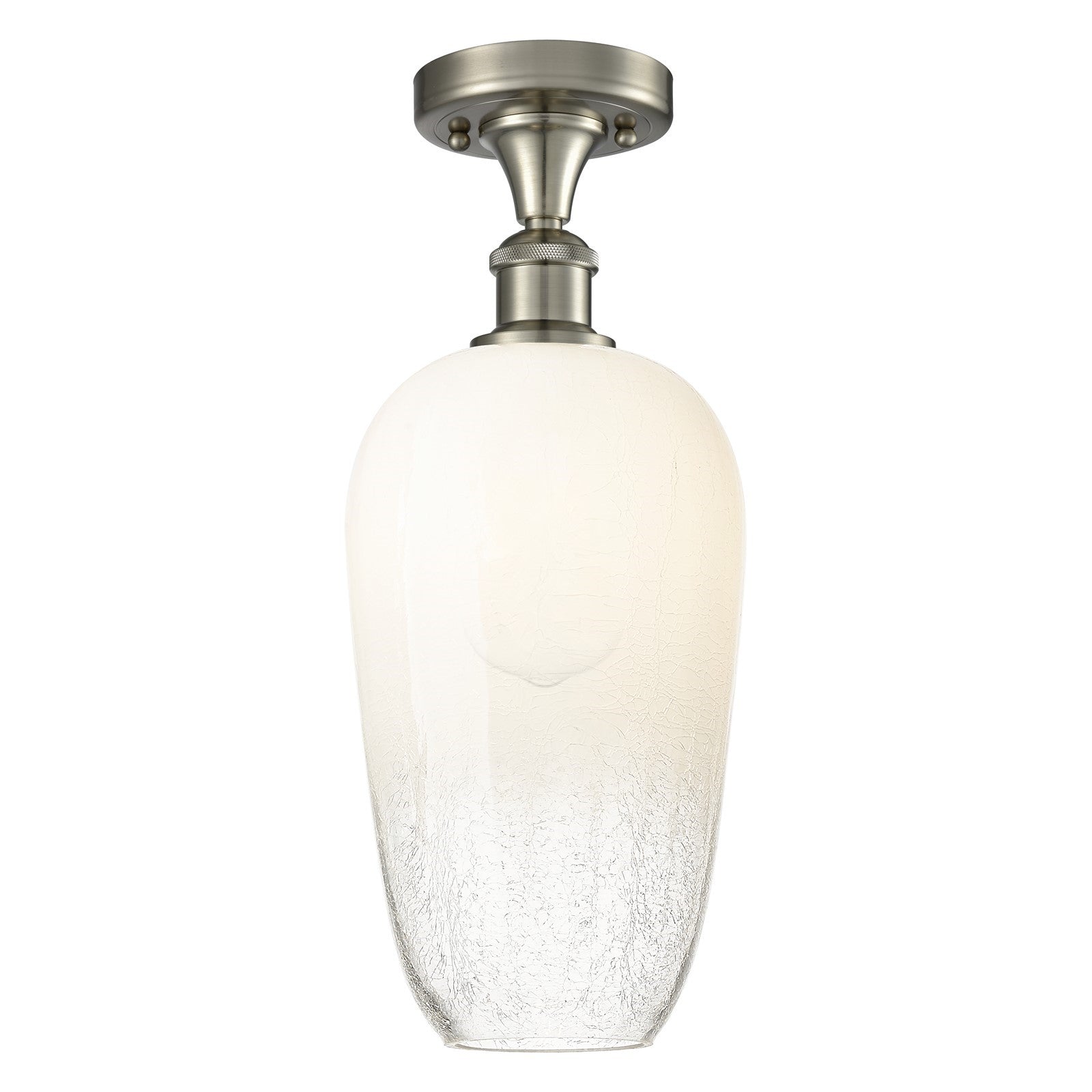 Innovations Brookhaven Flute 7in 1-Light Semi-Flush | Industrial Brushed Satin Nickel and Opal Glass | Hallway & Bedroom | Model 516-1C-SN-G484-7OP