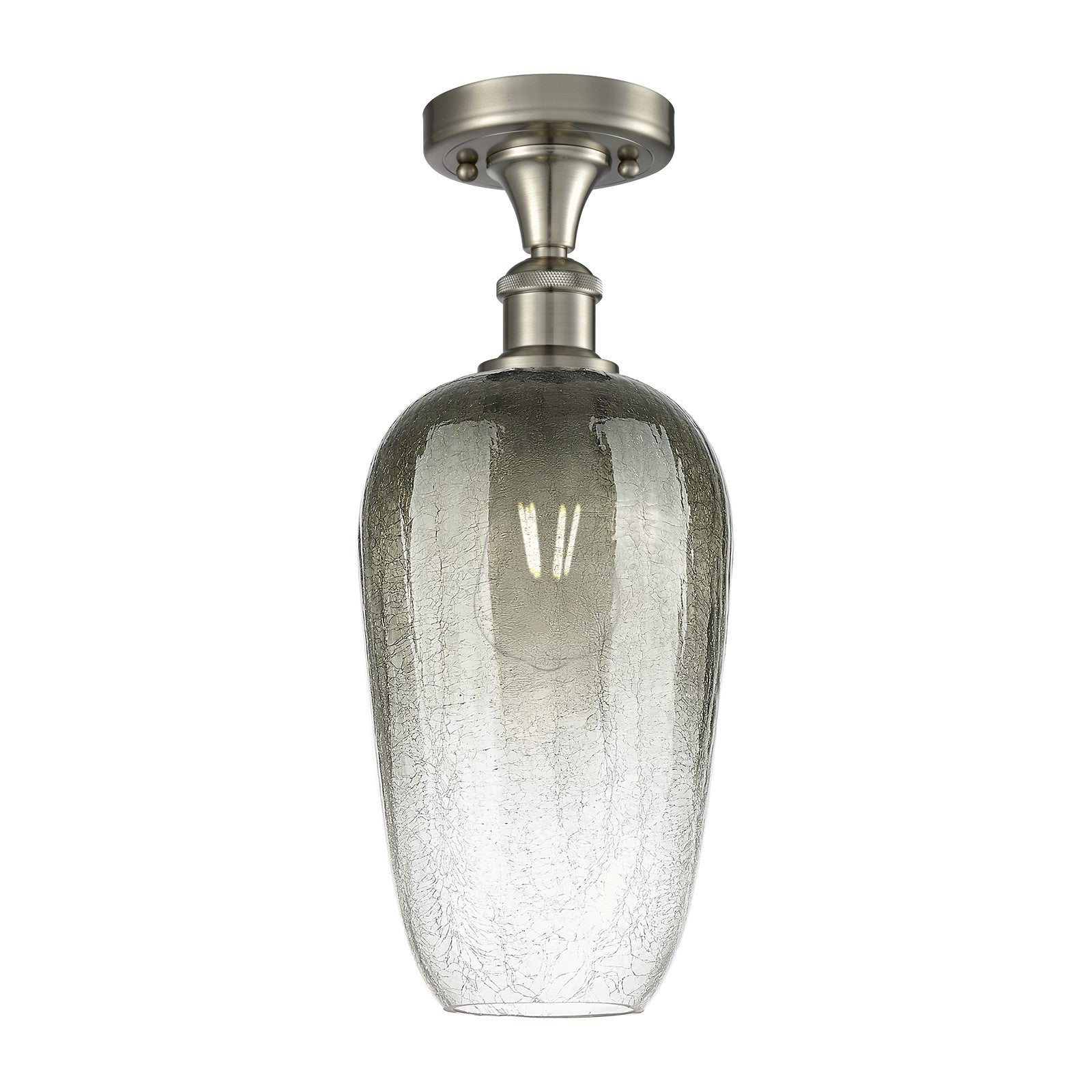 Innovations Brookhaven Flute 7in 1-Light Semi-Flush | Industrial Brushed Satin Nickel and Slate Glass | Hallway & Bedroom | Model 516-1C-SN-G484-7SL