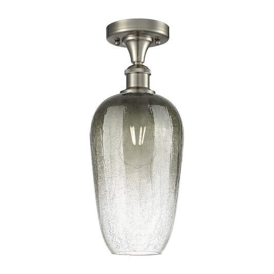Innovations Brookhaven Flute 7in 1-Light Semi-Flush | Industrial Brushed Satin Nickel and Slate Glass | Hallway & Bedroom | Model 516-1C-SN-G484-7SL