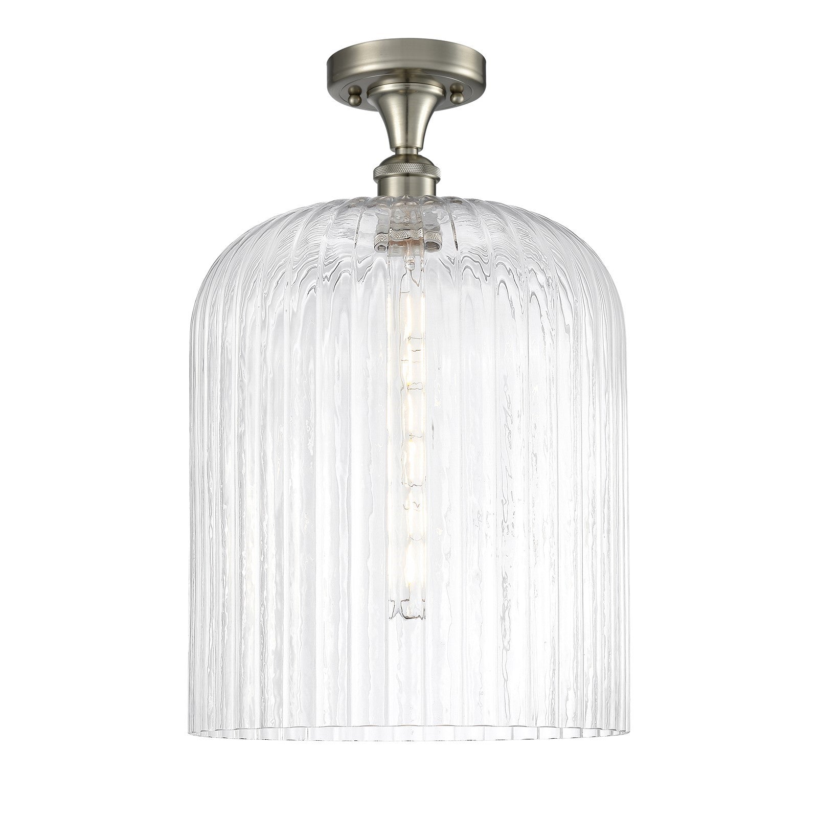 Innovations Bridal Veil 5in 1-Light Semi-Flush | Art Nouveau Brushed Satin Nickel and Clear Glass | Bedroom & Hallway | Model 516-1C-SN-G559-12CL