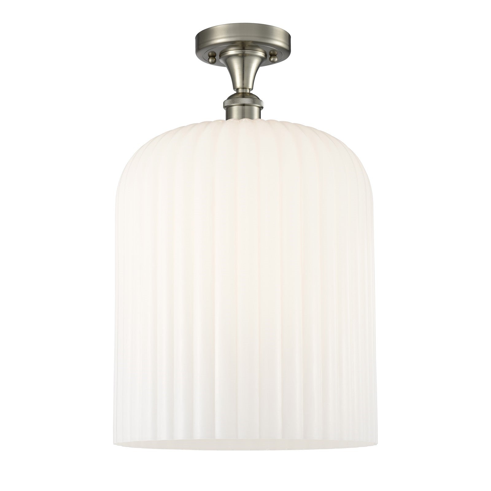 Innovations Bridal Veil 5in 1-Light Semi-Flush | Art Nouveau Brushed Satin Nickel and Gloss White Glass | Bedroom | Model 516-1C-SN-G559-12GWH