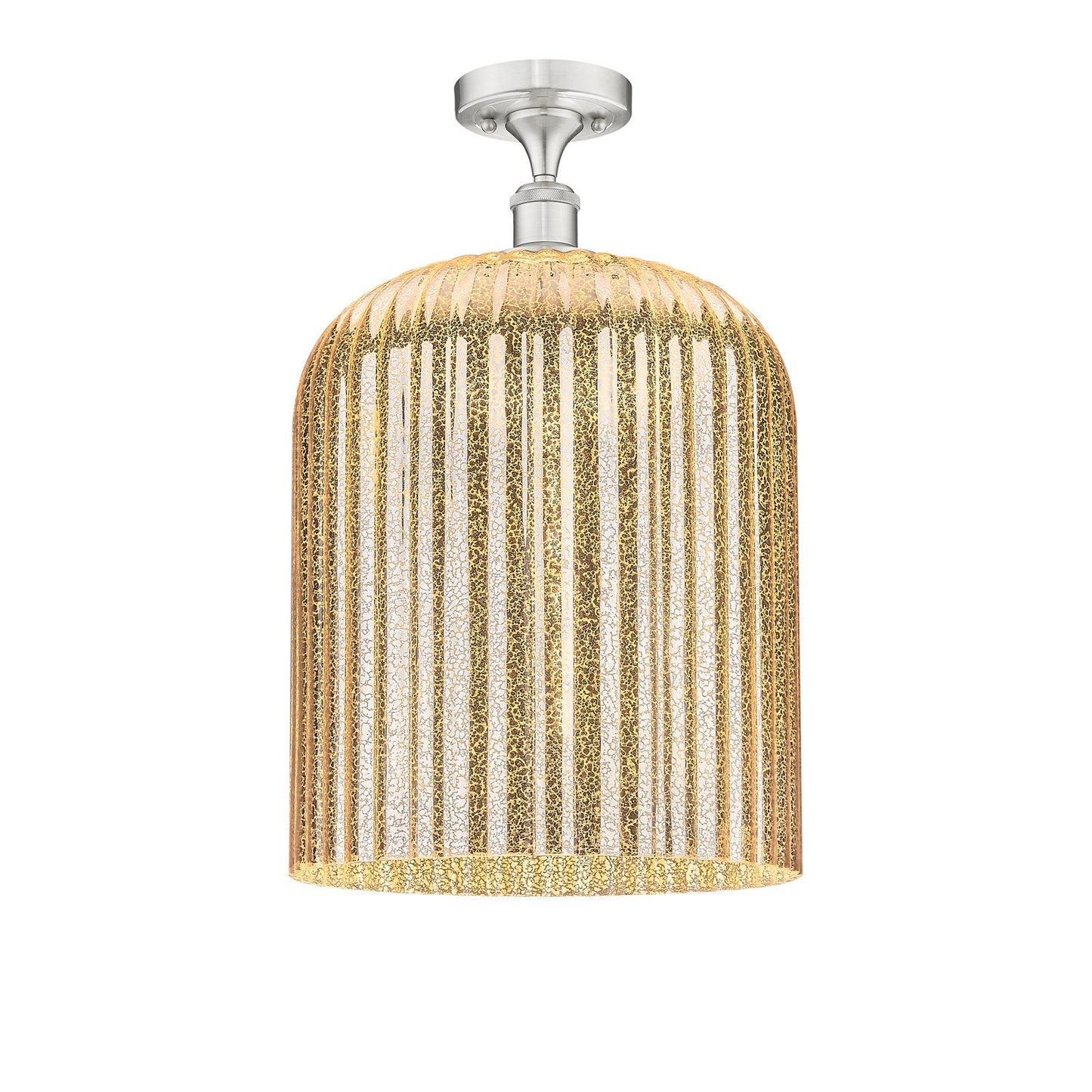 Innovations Bridal Veil 5in 1-Light Semi-Flush | Art Nouveau Brushed Satin Nickel and Mercury Glass | Bedroom & Hallway | Model 516-1C-SN-G559-12ME