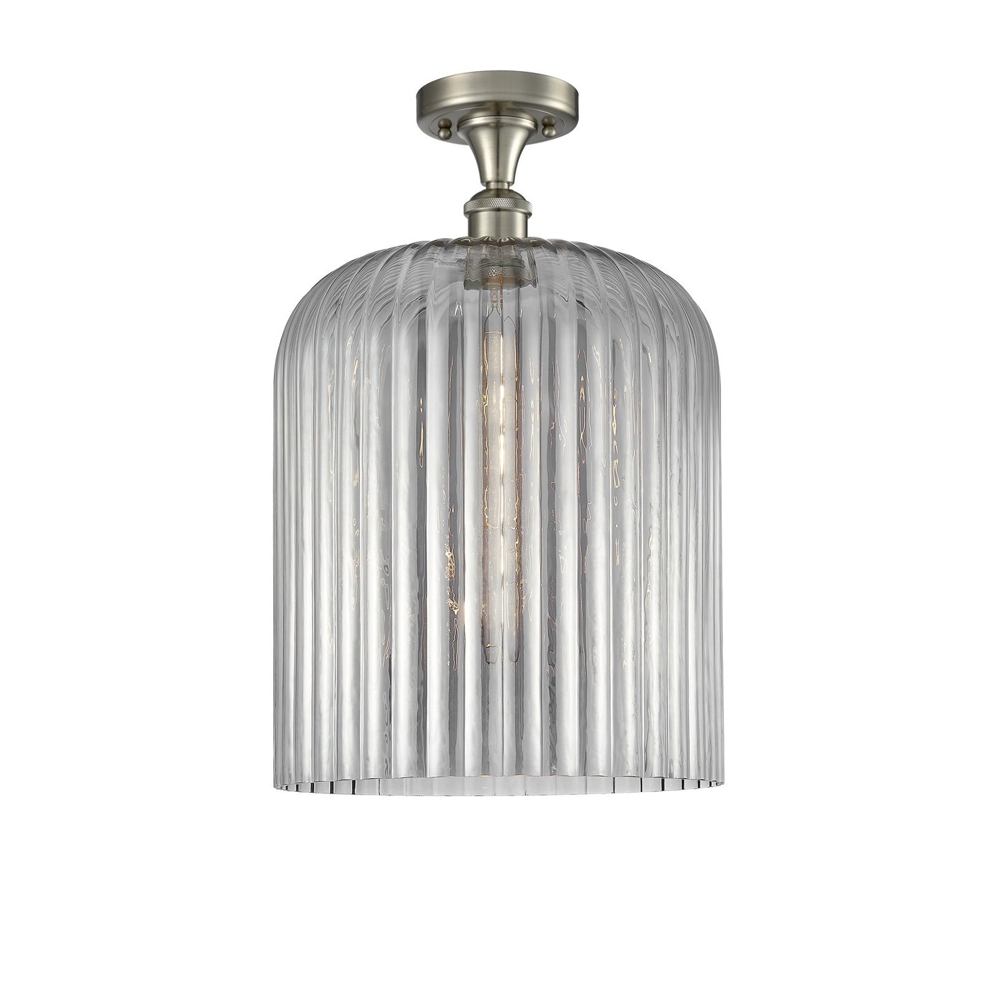 Innovations Bridal Veil 5in 1-Light Semi-Flush | Art Nouveau Brushed Satin Nickel and Light Smoke Glass | Hallway | Model 516-1C-SN-G559-12SM