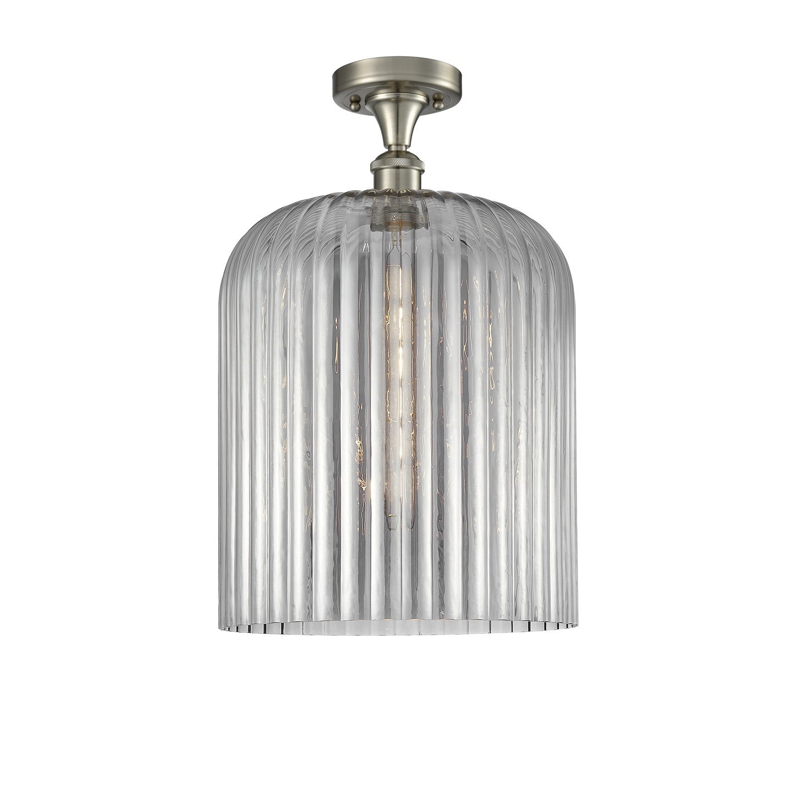 Innovations Bridal Veil 5in 1-Light Semi-Flush | Art Nouveau Brushed Satin Nickel and Light Smoke Glass | Hallway | Model 516-1C-SN-G559-12SM