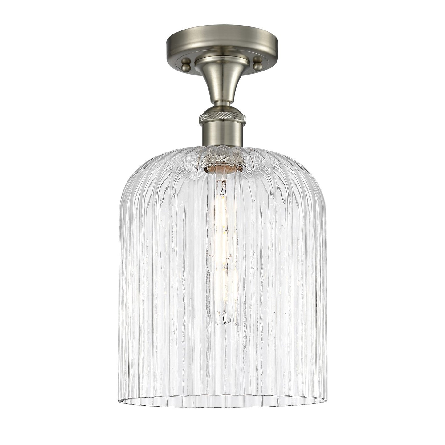Innovations Bridal Veil 5in 1-Light Semi-Flush | Art Nouveau Brushed Satin Nickel and Clear Glass | Hallway & Entryway | Model 516-1C-SN-G559-8CL