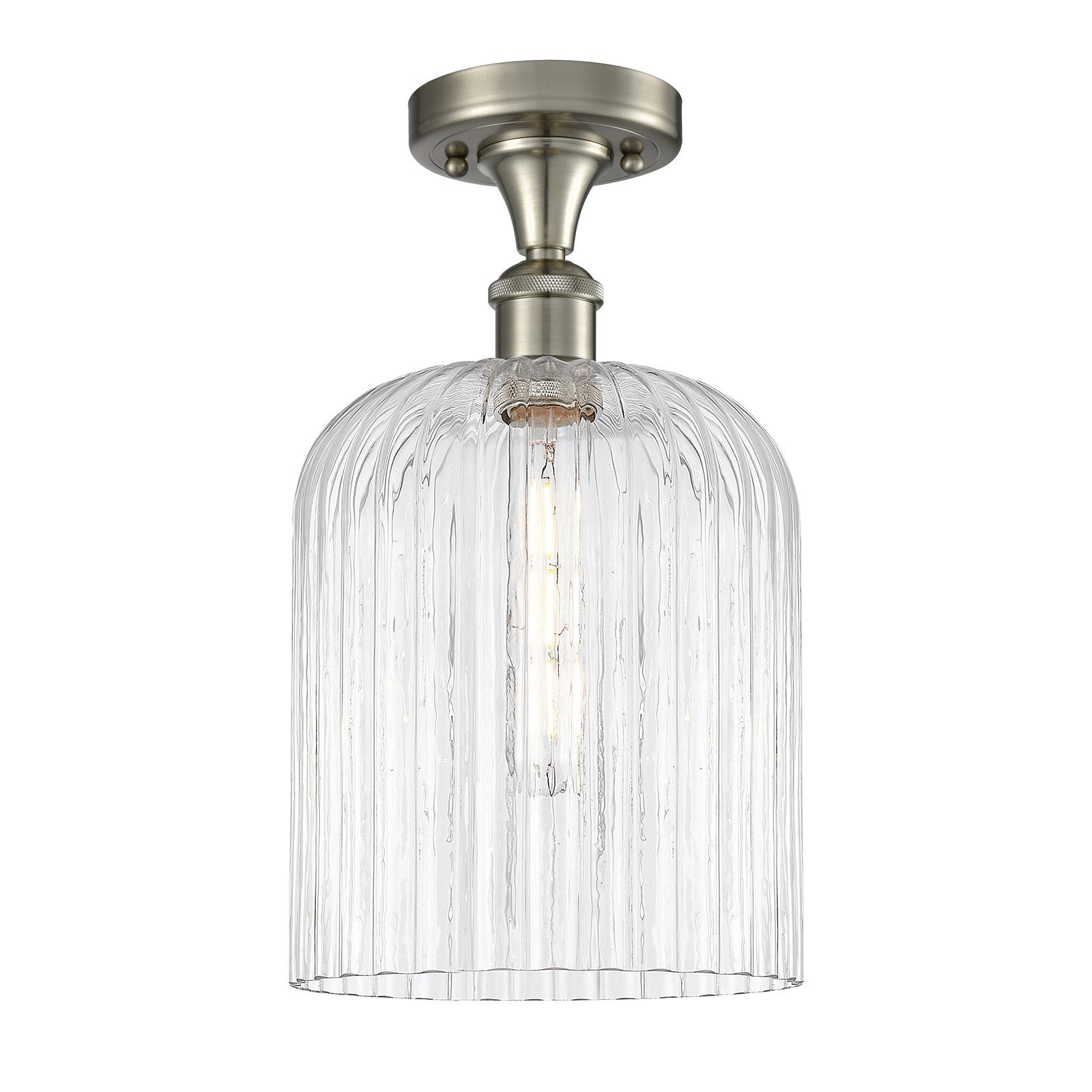 Innovations Bridal Veil 5in 1-Light Semi-Flush | Art Nouveau Brushed Satin Nickel and Clear Glass | Hallway & Entryway | Model 516-1C-SN-G559-8CL