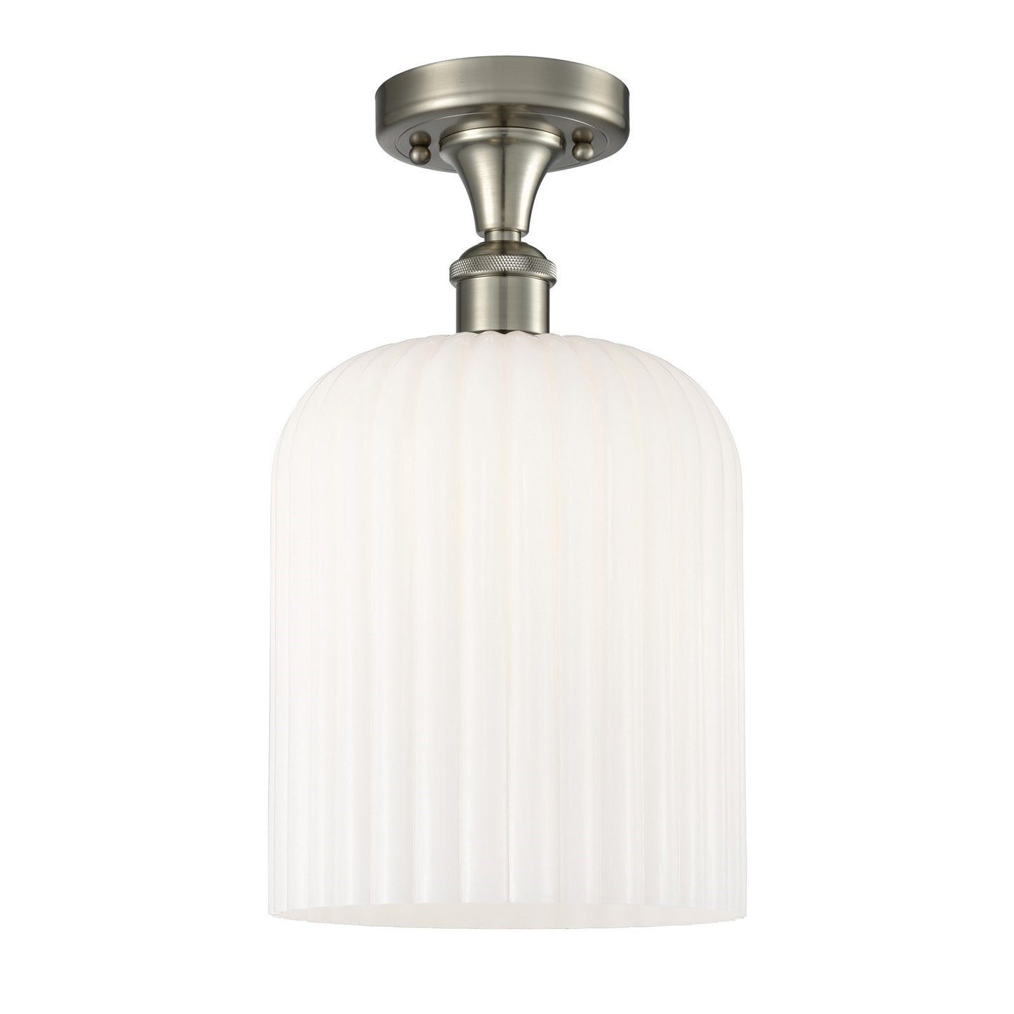 Innovations Bridal Veil 5in 1-Light Semi-Flush | Art Nouveau Brushed Satin Nickel and Gloss White Glass | Kitchen | Model 516-1C-SN-G559-8GWH