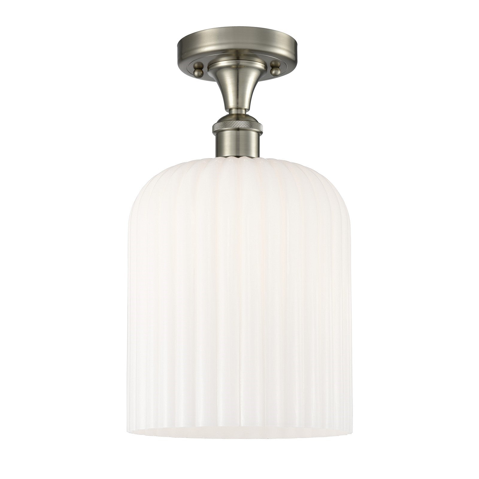 Innovations Bridal Veil 5in 1-Light Semi-Flush | Art Nouveau Brushed Satin Nickel and Gloss White Glass | Kitchen | Model 516-1C-SN-G559-8GWH