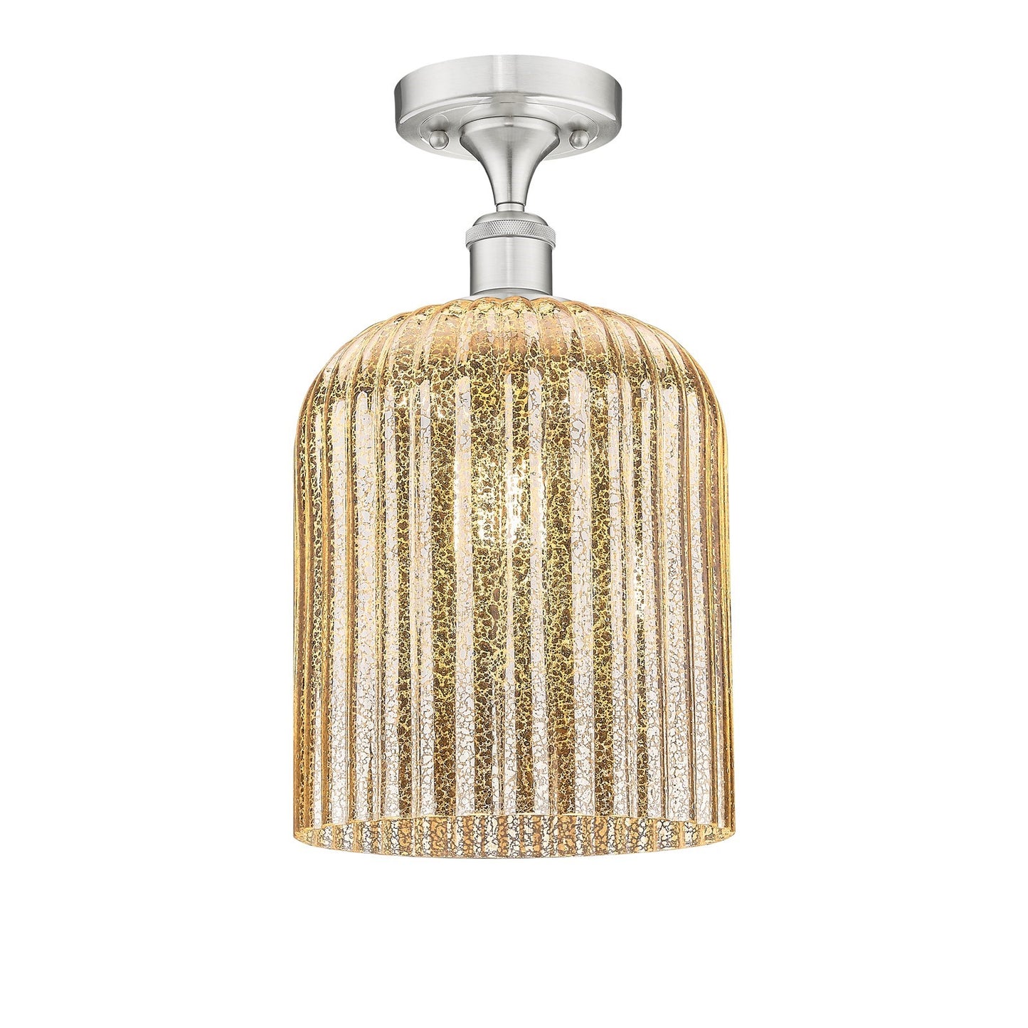 Innovations Bridal Veil 5in 1-Light Semi-Flush | Art Nouveau Brushed Satin Nickel and Mercury Glass | Kitchen & Hallway | Model 516-1C-SN-G559-8ME