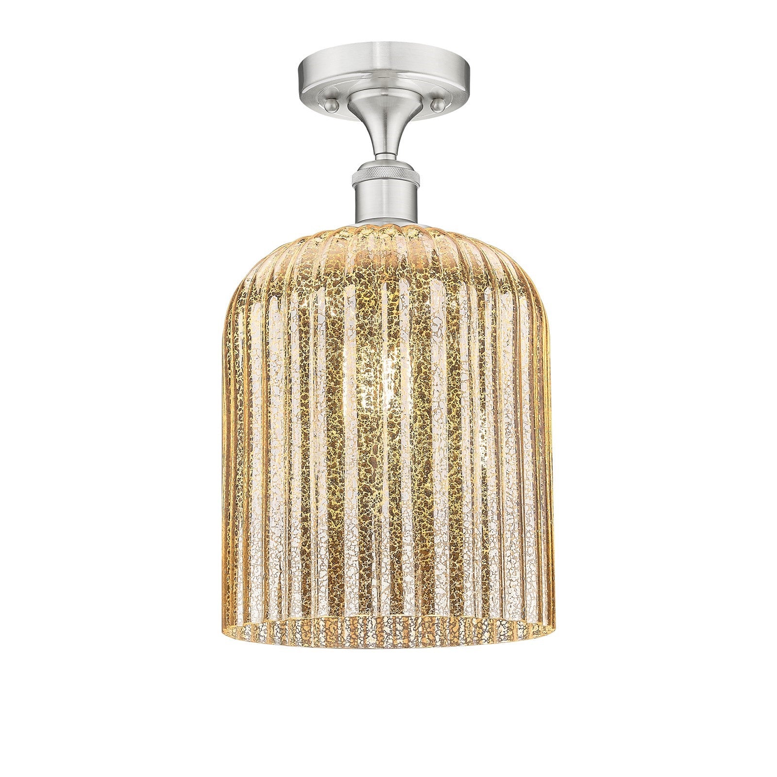 Innovations Bridal Veil 5in 1-Light Semi-Flush | Art Nouveau Brushed Satin Nickel and Mercury Glass | Kitchen & Hallway | Model 516-1C-SN-G559-8ME